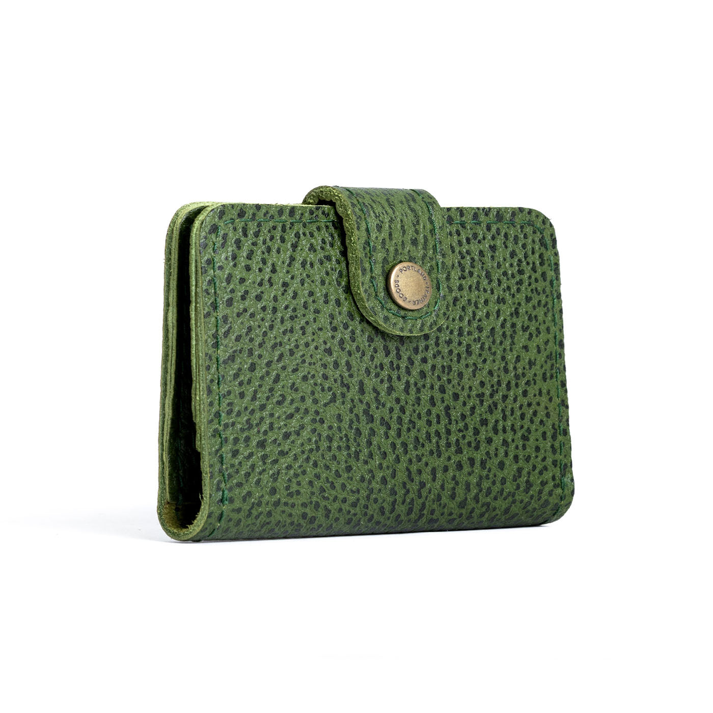 Avocado | Small leather bifold wallet with snap closed