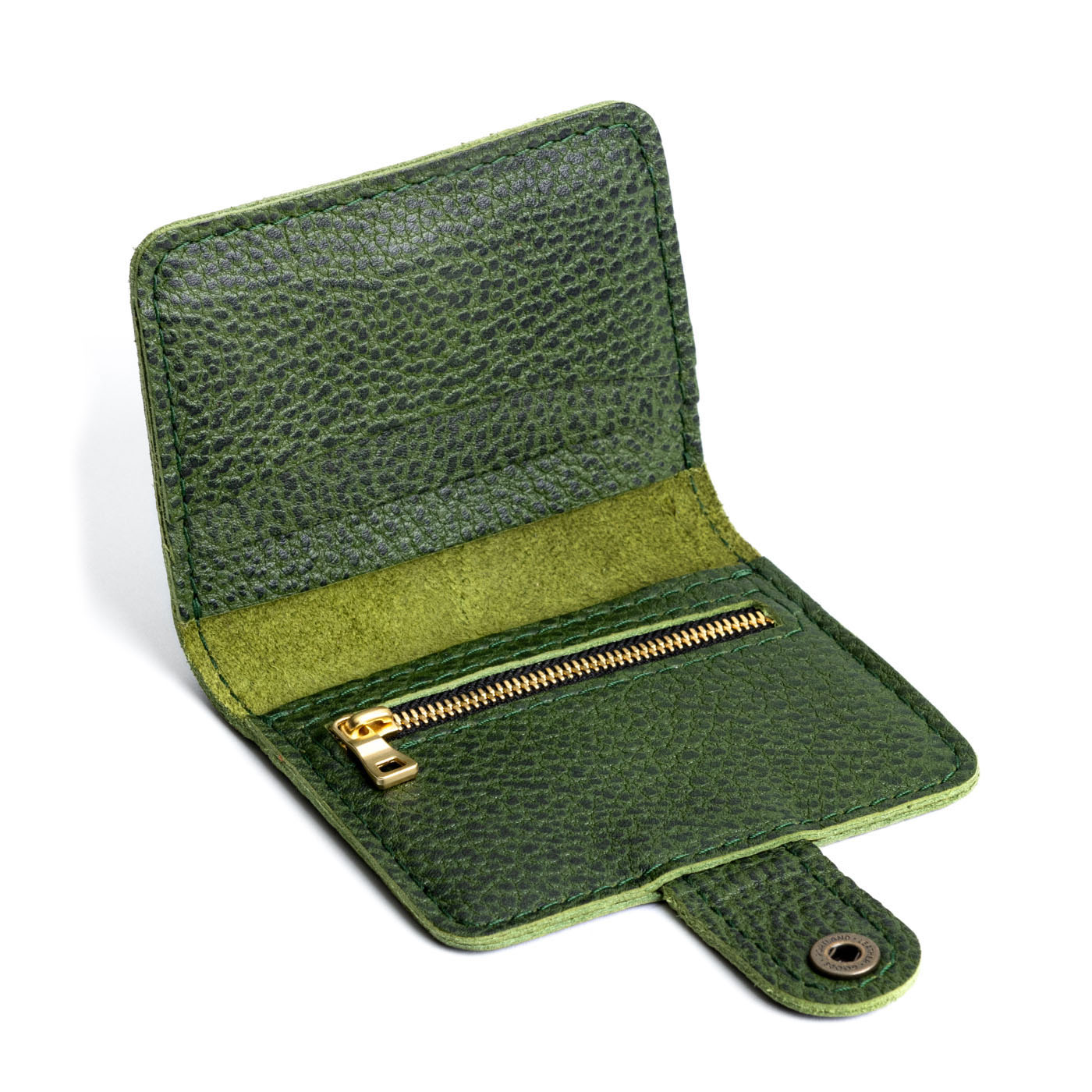 Avocado | Small leather bifold wallet with snap open