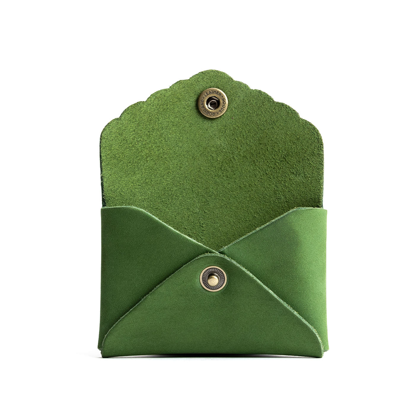 Succulent | Small leather wallet with scalloped edge open