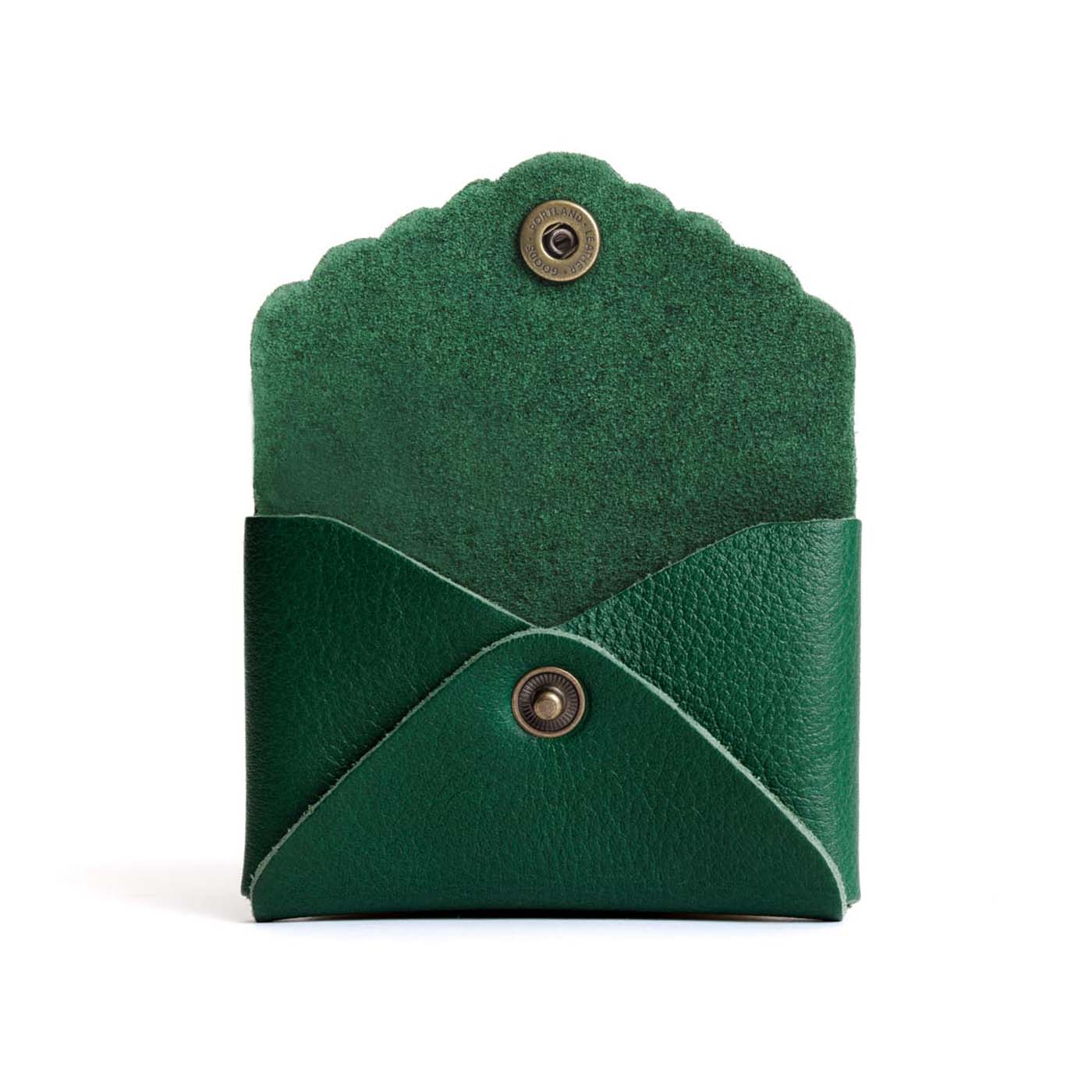 Bacalar | Small leather wallet with scalloped edge open