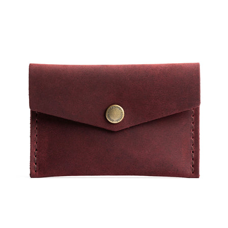 Merlot | Small leather envelope card wallet with snap closure