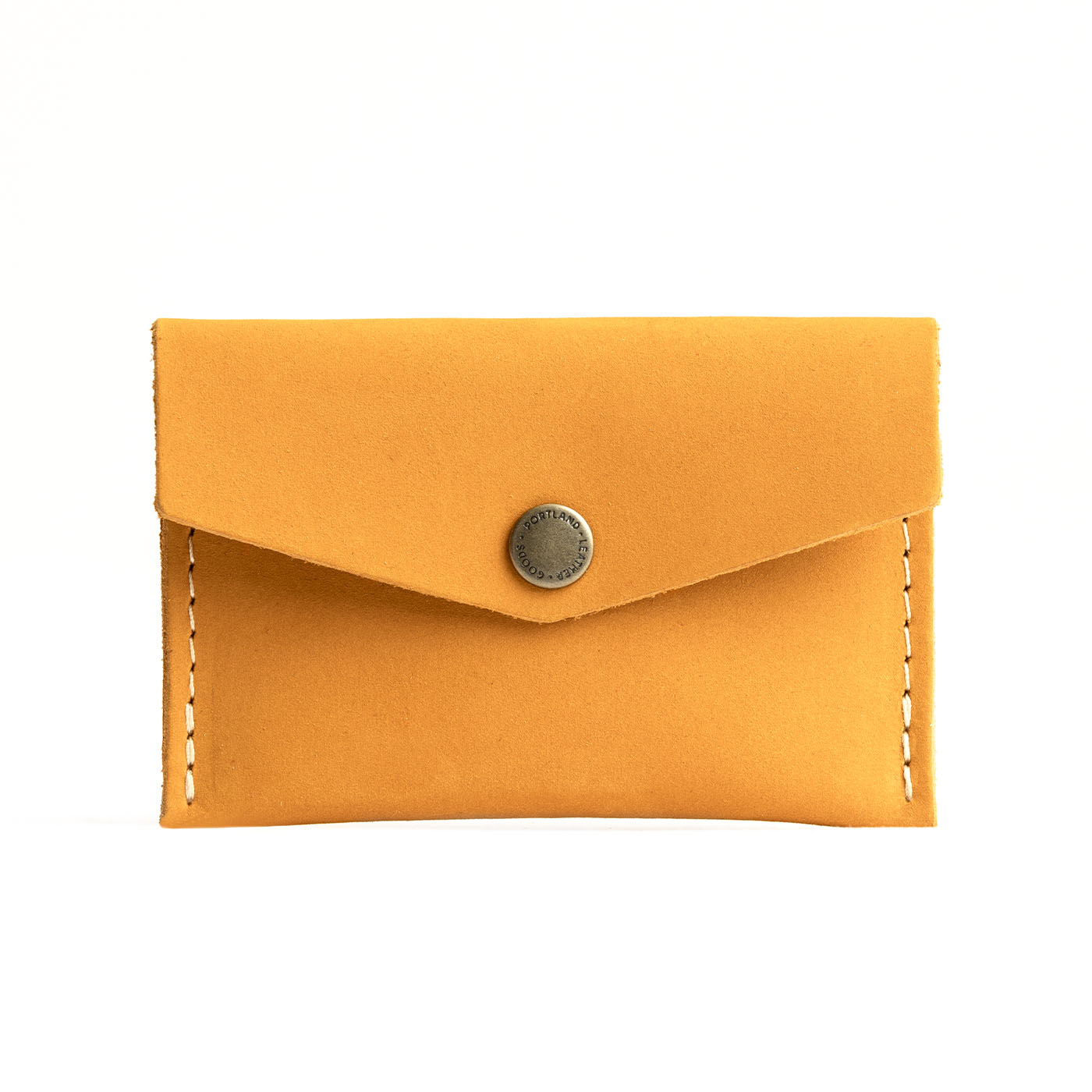 Turmeric | Small leather envelope card wallet with snap closure