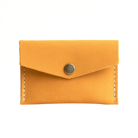 Turmeric | Small leather envelope card wallet with snap closure