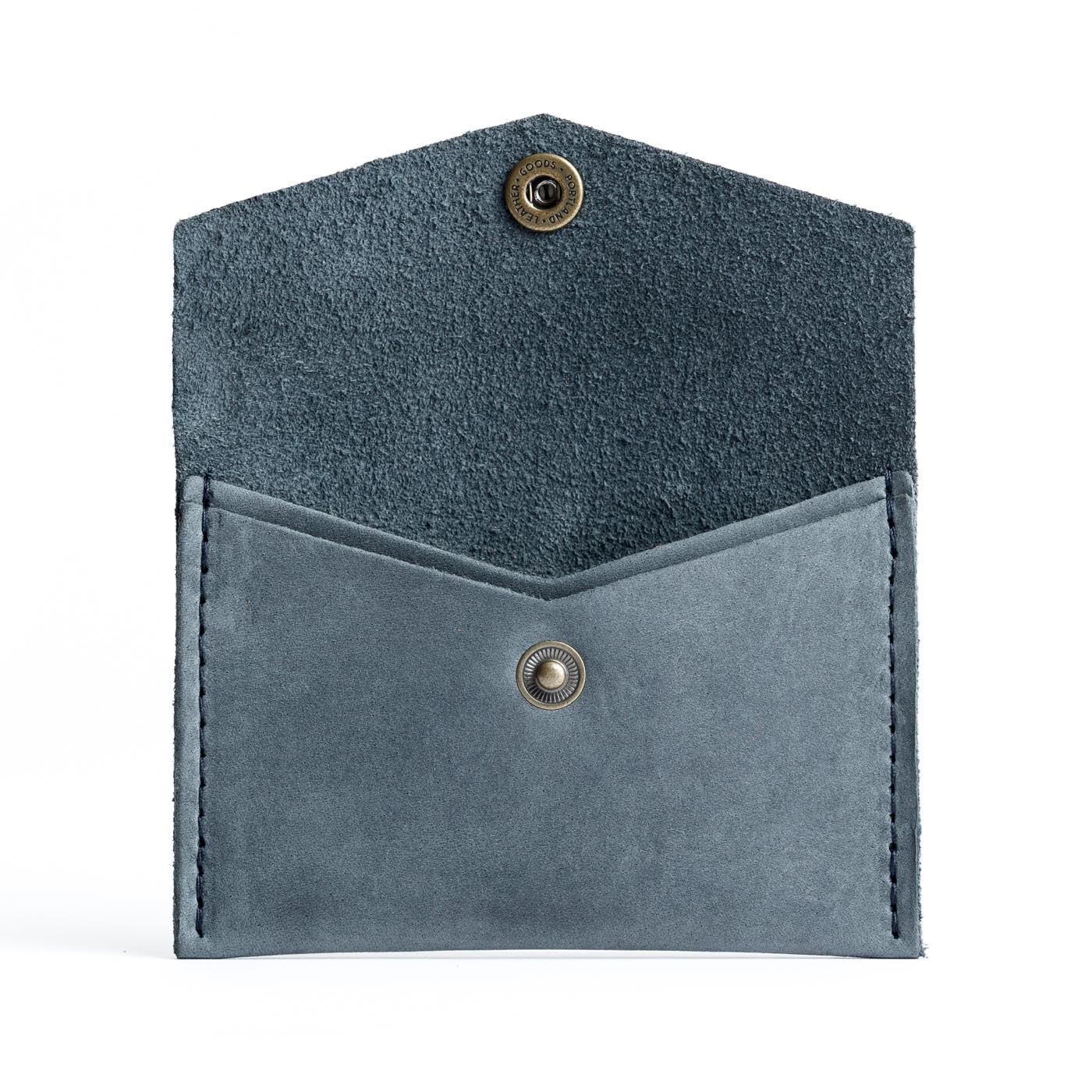 Storm | Small leather card wallet with snap closure open