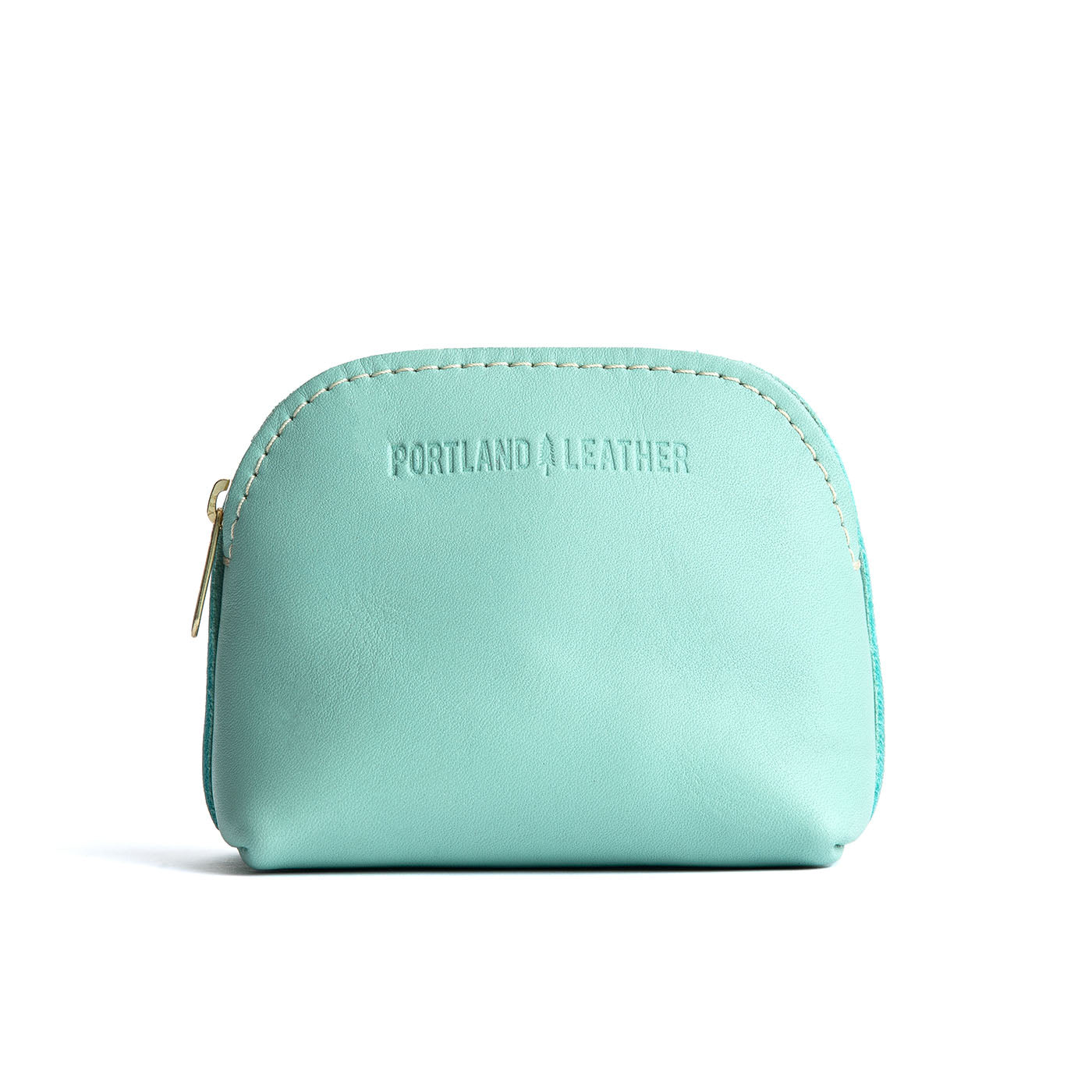 Mint Mini | Compact leather pouch with top zipper