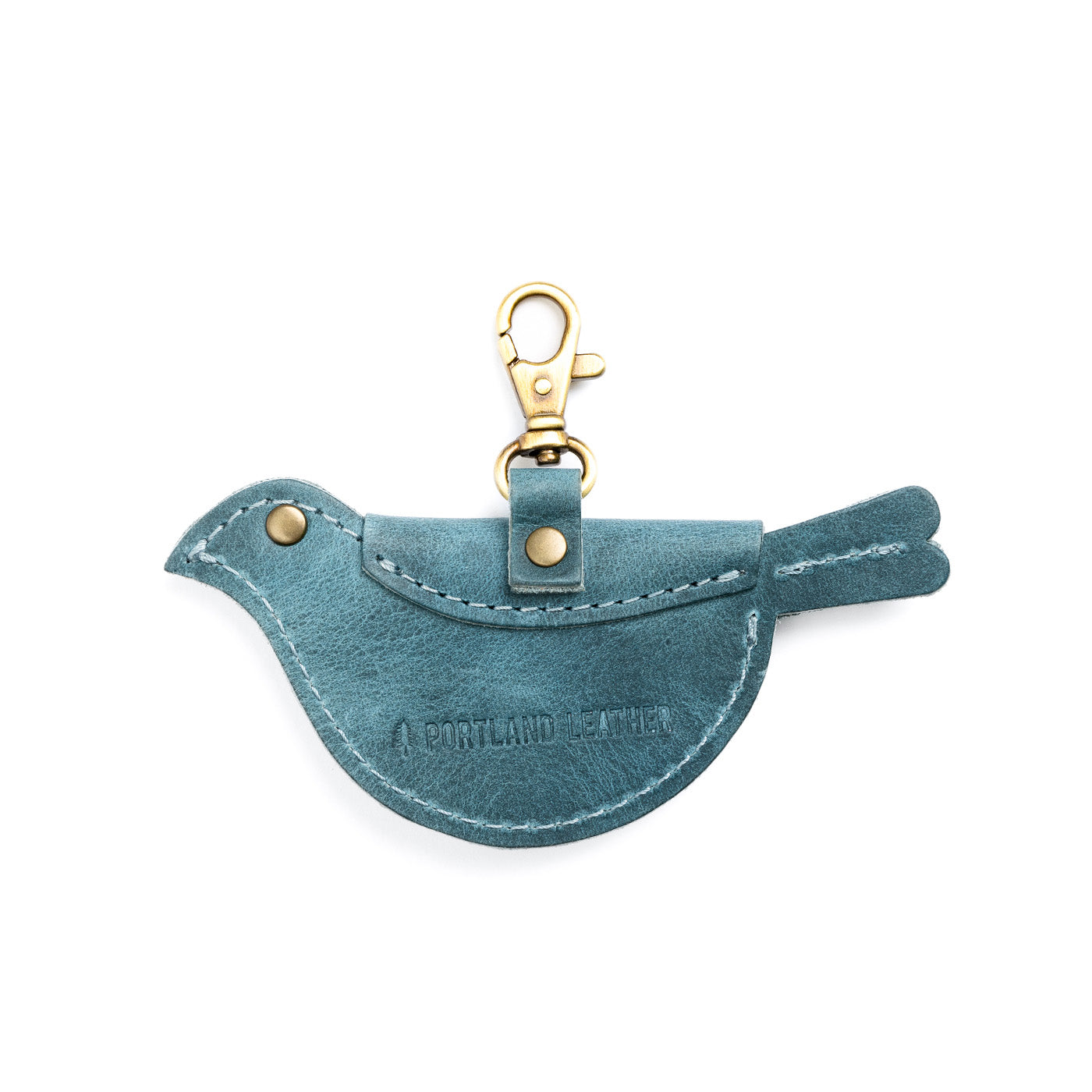 Aqua | Bird shaped pouch with button closure and lobster clasp