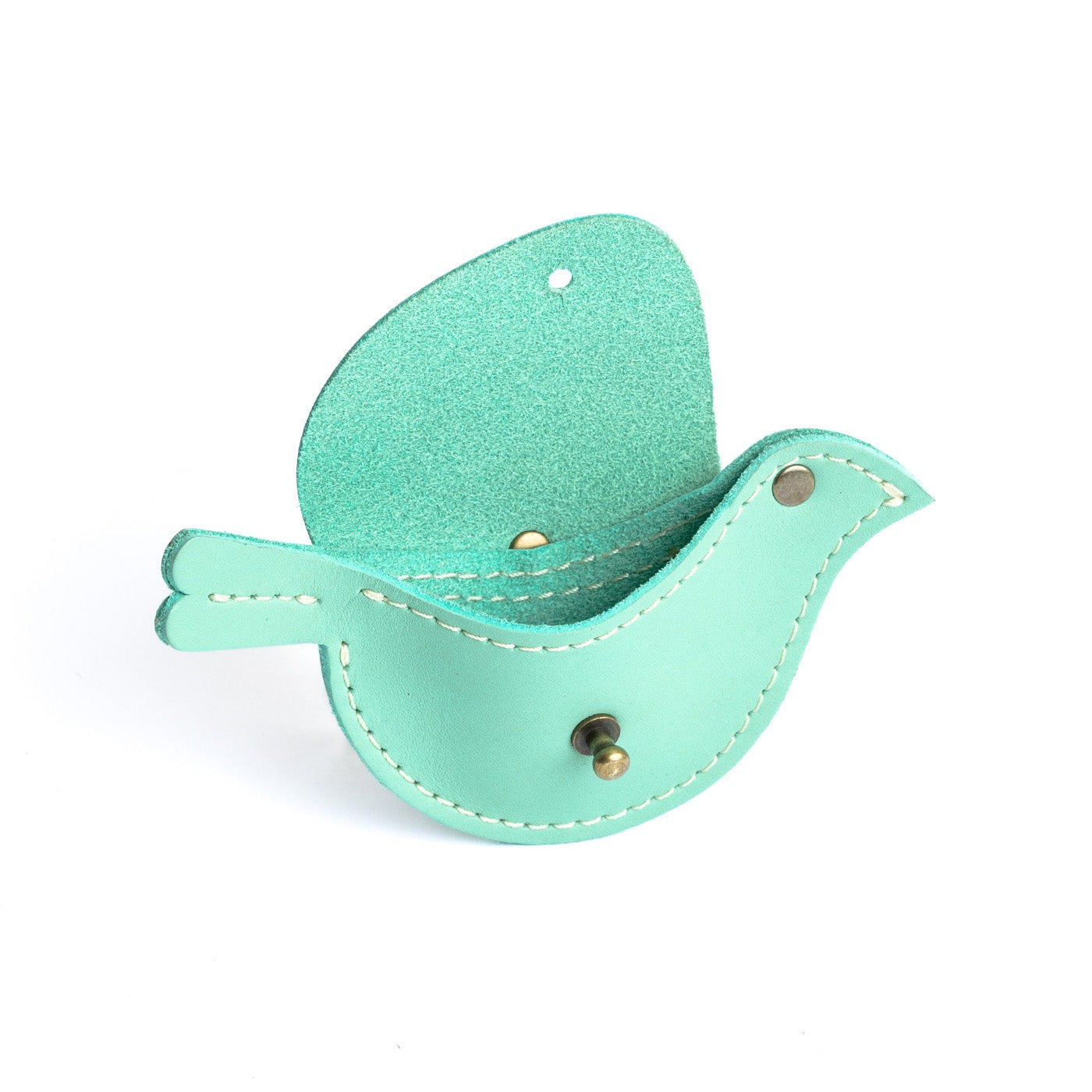 All Color: Mint | Bird shaped pouch with button closure and lobster clasp