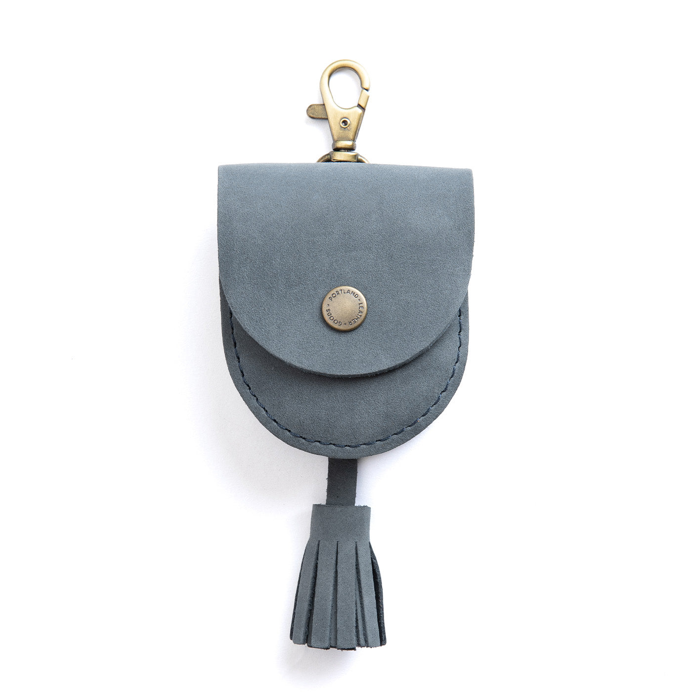 All Color: Storm | U shaped pouch with snap closure, lobster clasp and fringed tassel