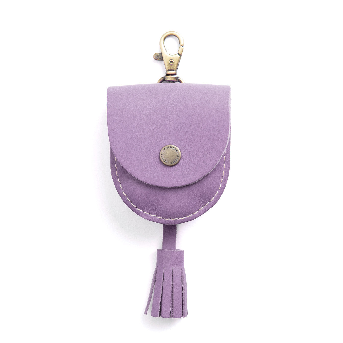 All Color: Lavender | U shaped pouch with snap closure, lobster clasp and fringed tassel