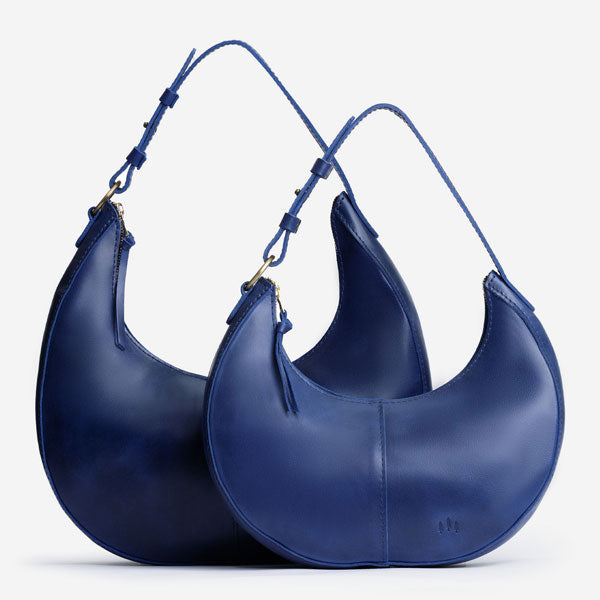 Cowboy Blue*Classic | Crescent shaped shoulder bag with zipper closure and adjustable strap