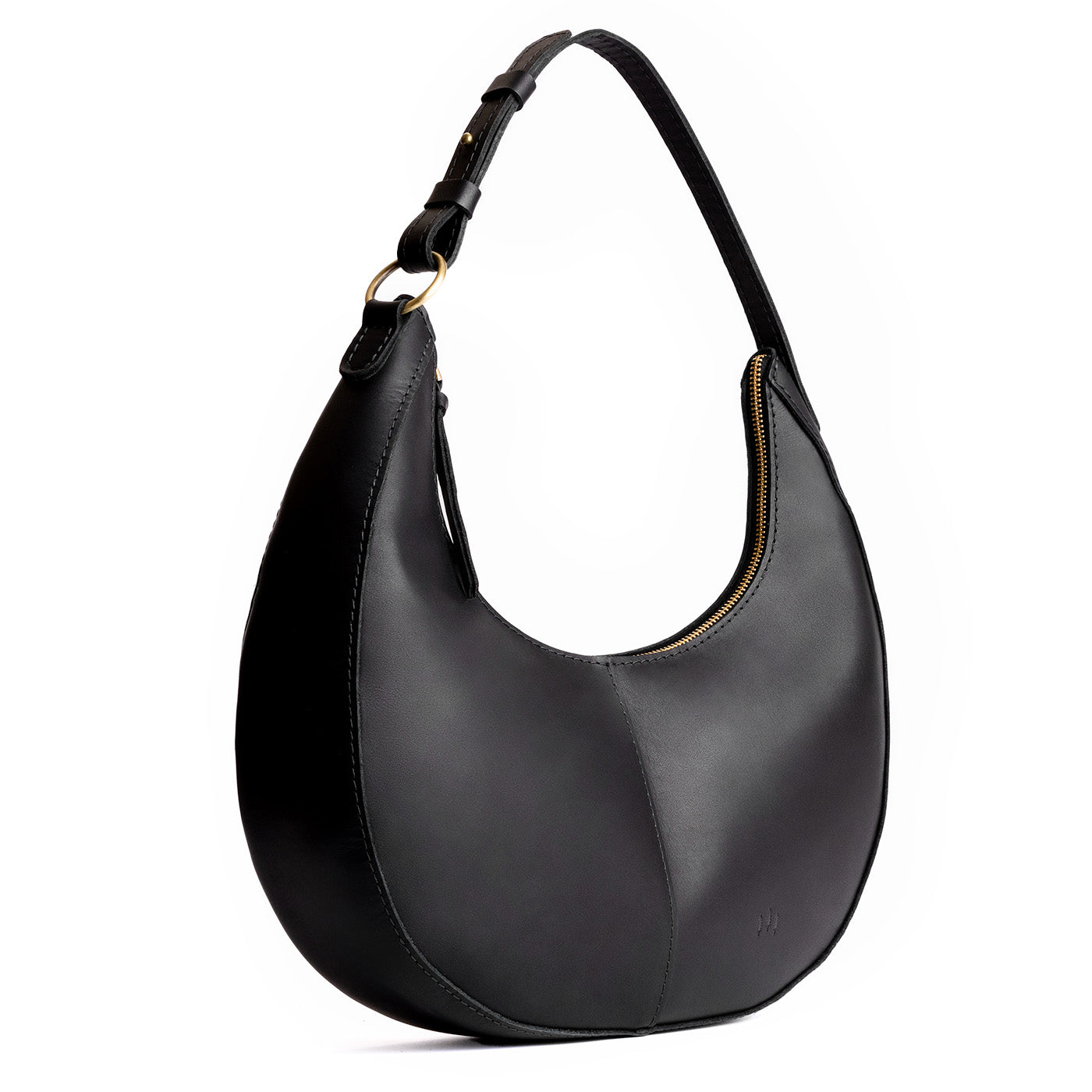 Black*Large  | Large crescent shaped shoulder bag with zipper closure and adjustable strap