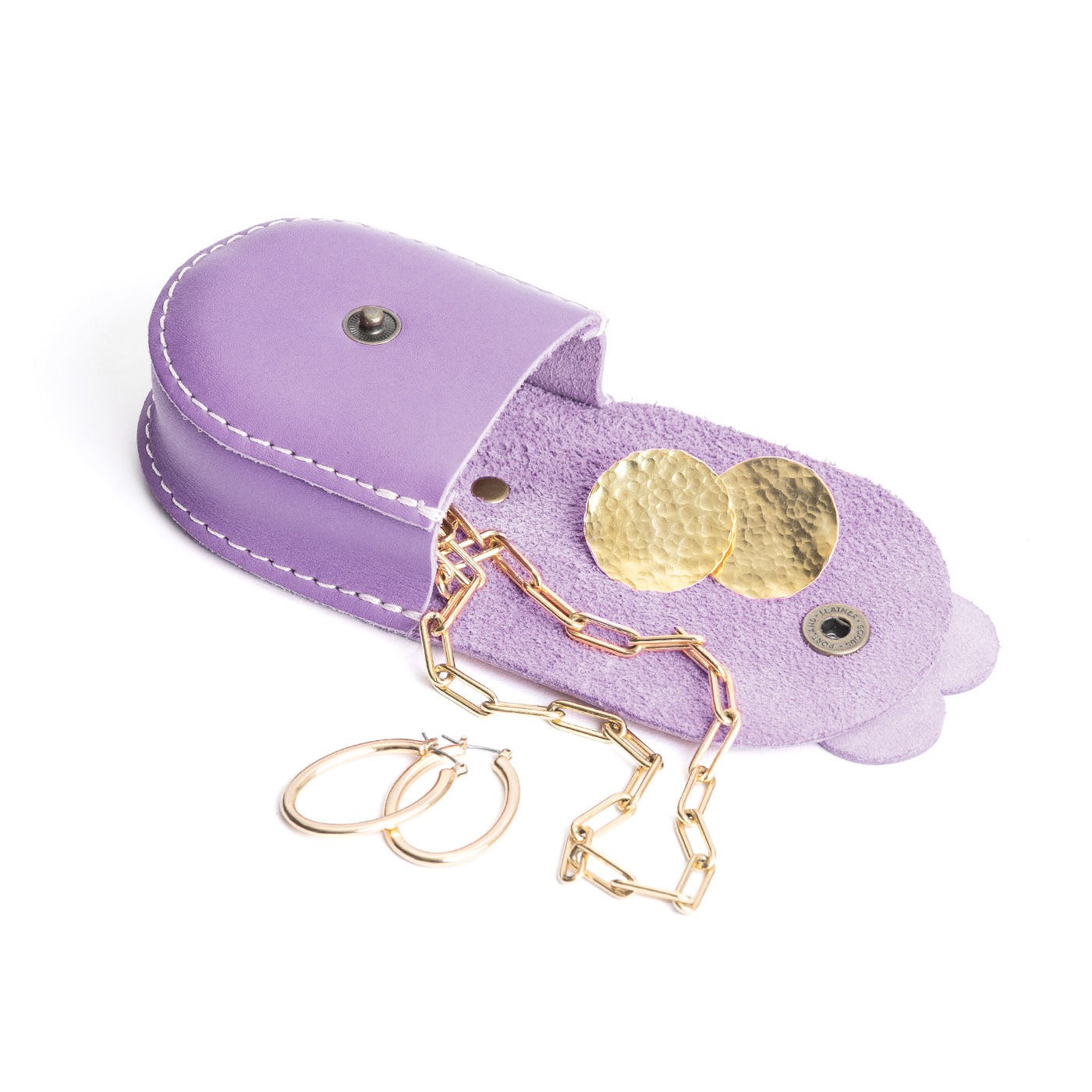 All Color: Lavender | U shaped pouch with leather flower applique