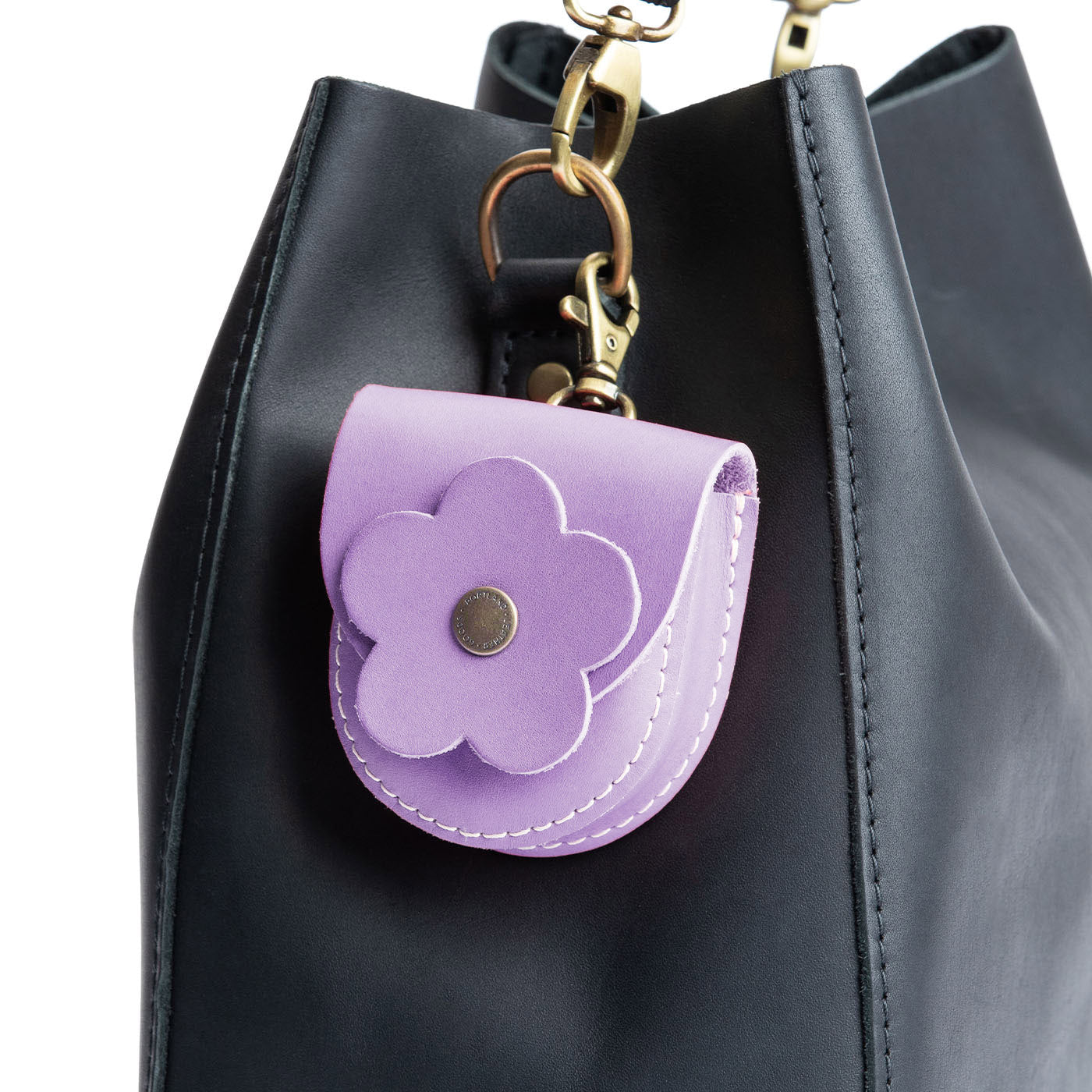 All Color: Lavender | U shaped pouch with leather flower applique