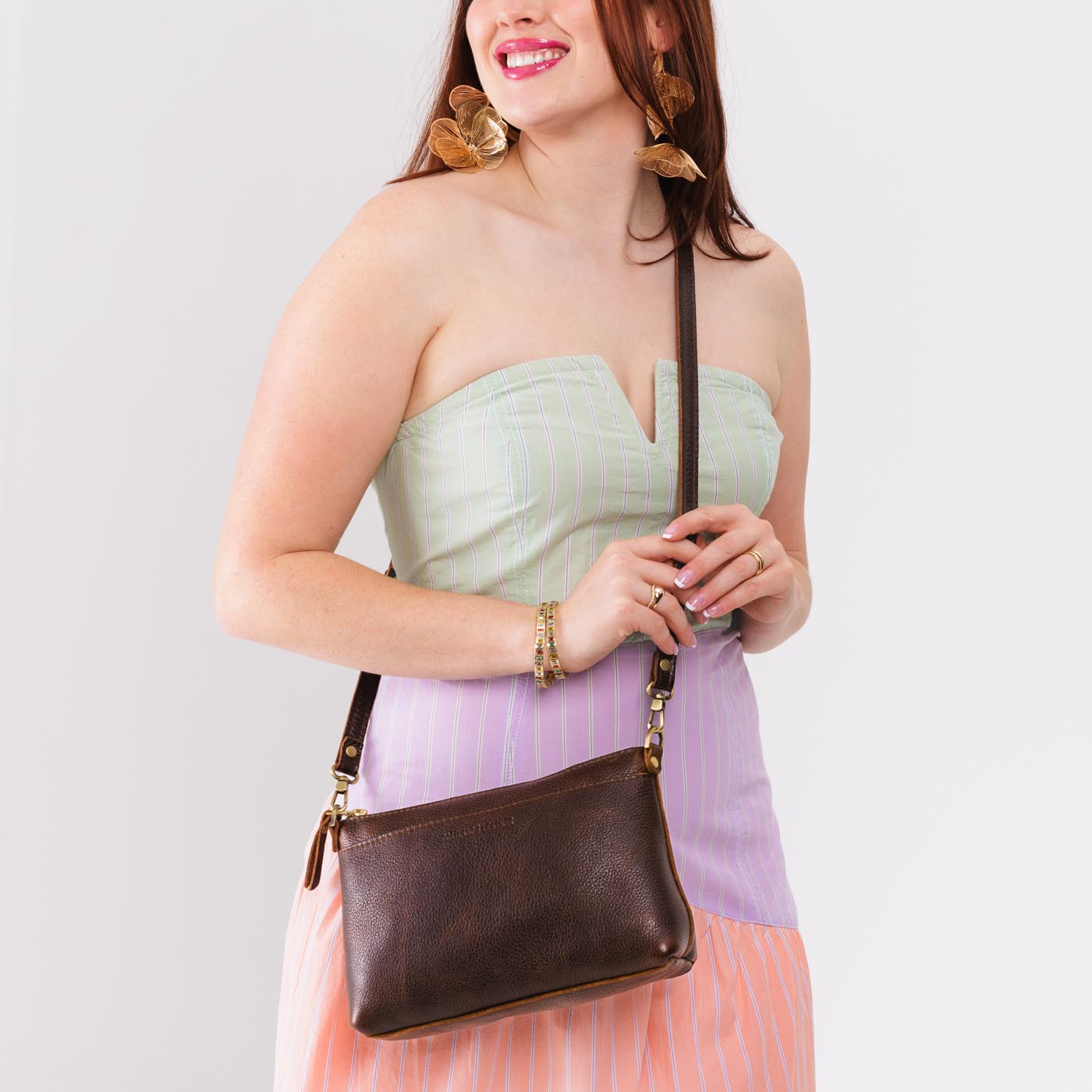  Coldbrew | Zip top petite crossbody bag with detachable strap