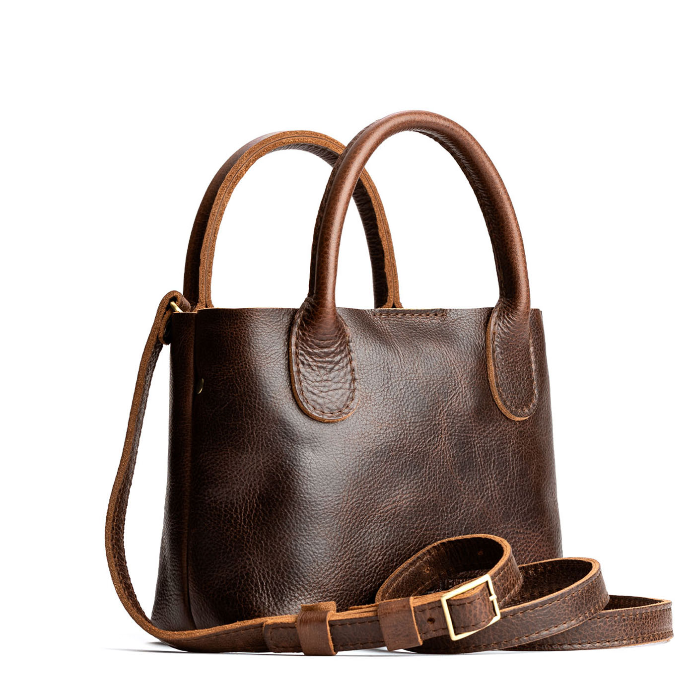 Coldbrew*Small | Petite tote purse with structured leather handles and crossbody strap