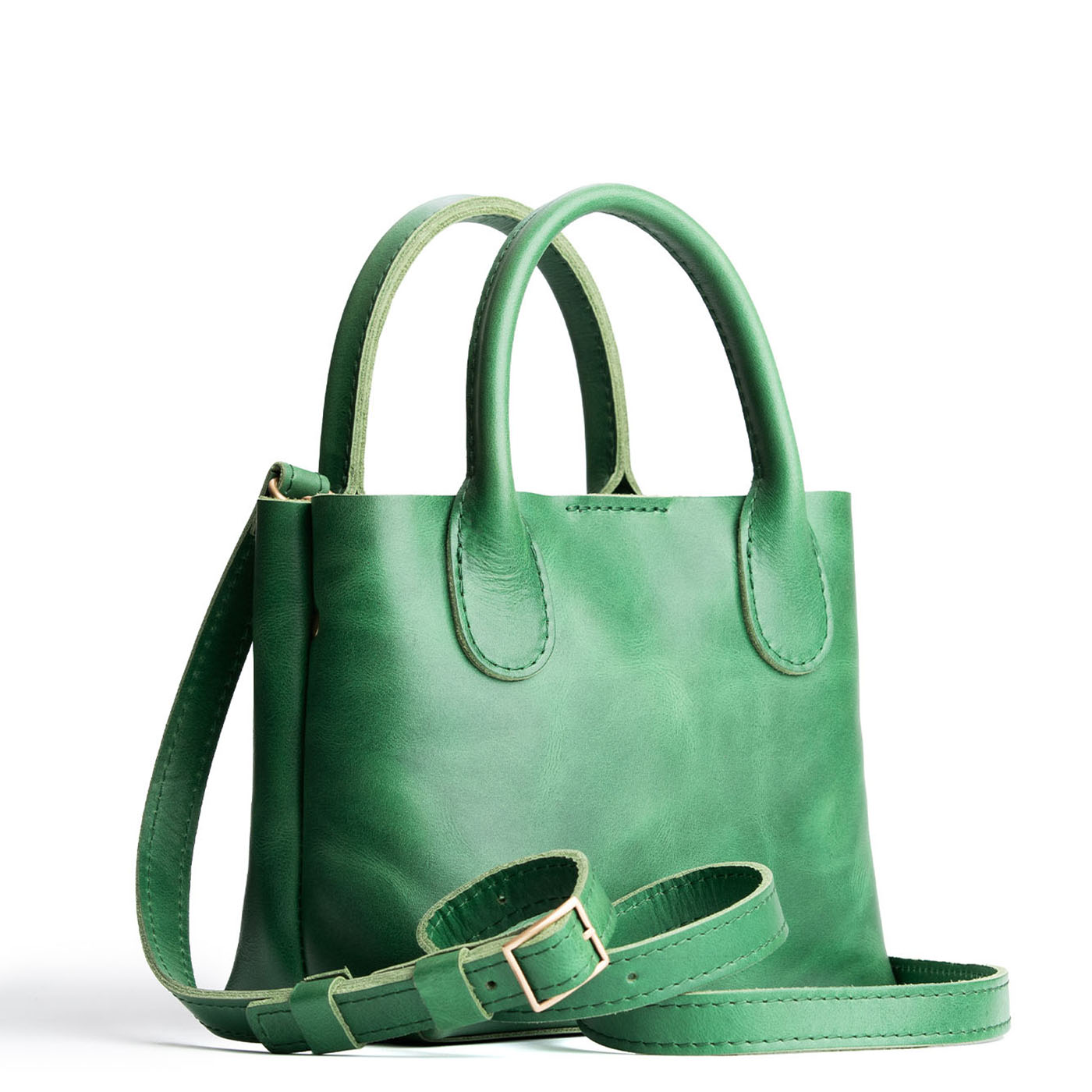 Cowboy Mint*Small | Petite tote purse with structured leather handles and crossbody strap