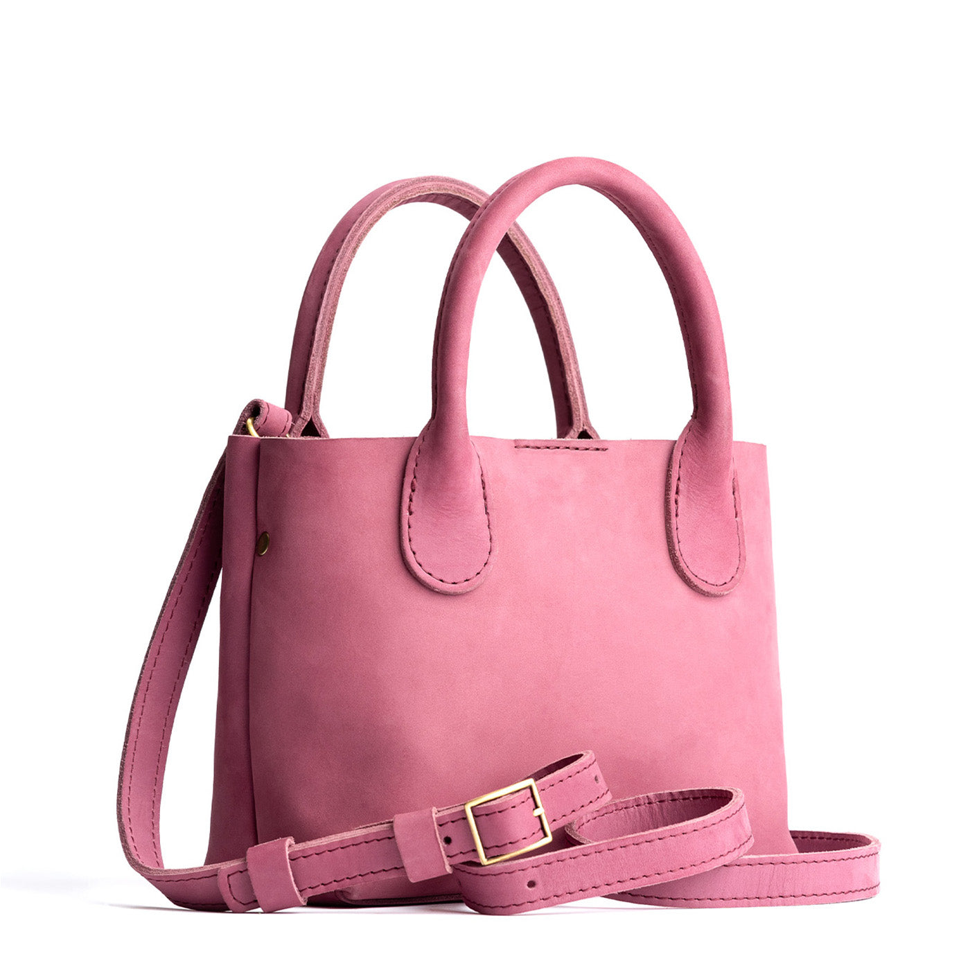 Foxglove*Small | Petite tote purse with structured leather handles and crossbody strap