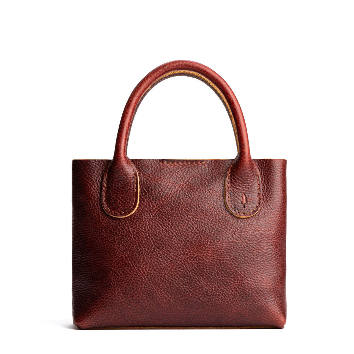 Cinnamon Bear*Small | Petite tote purse with structured leather handles and crossbody strap