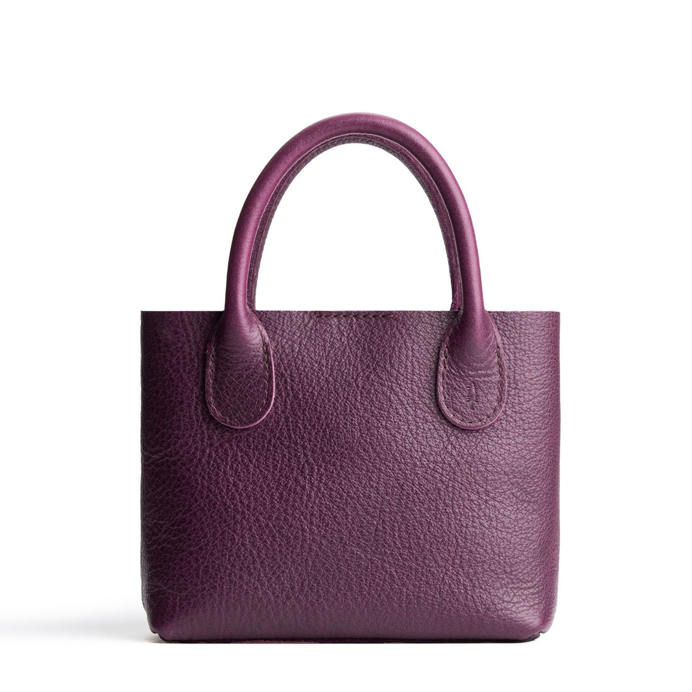 Plum*Small | Petite tote purse with structured leather handles and crossbody strap