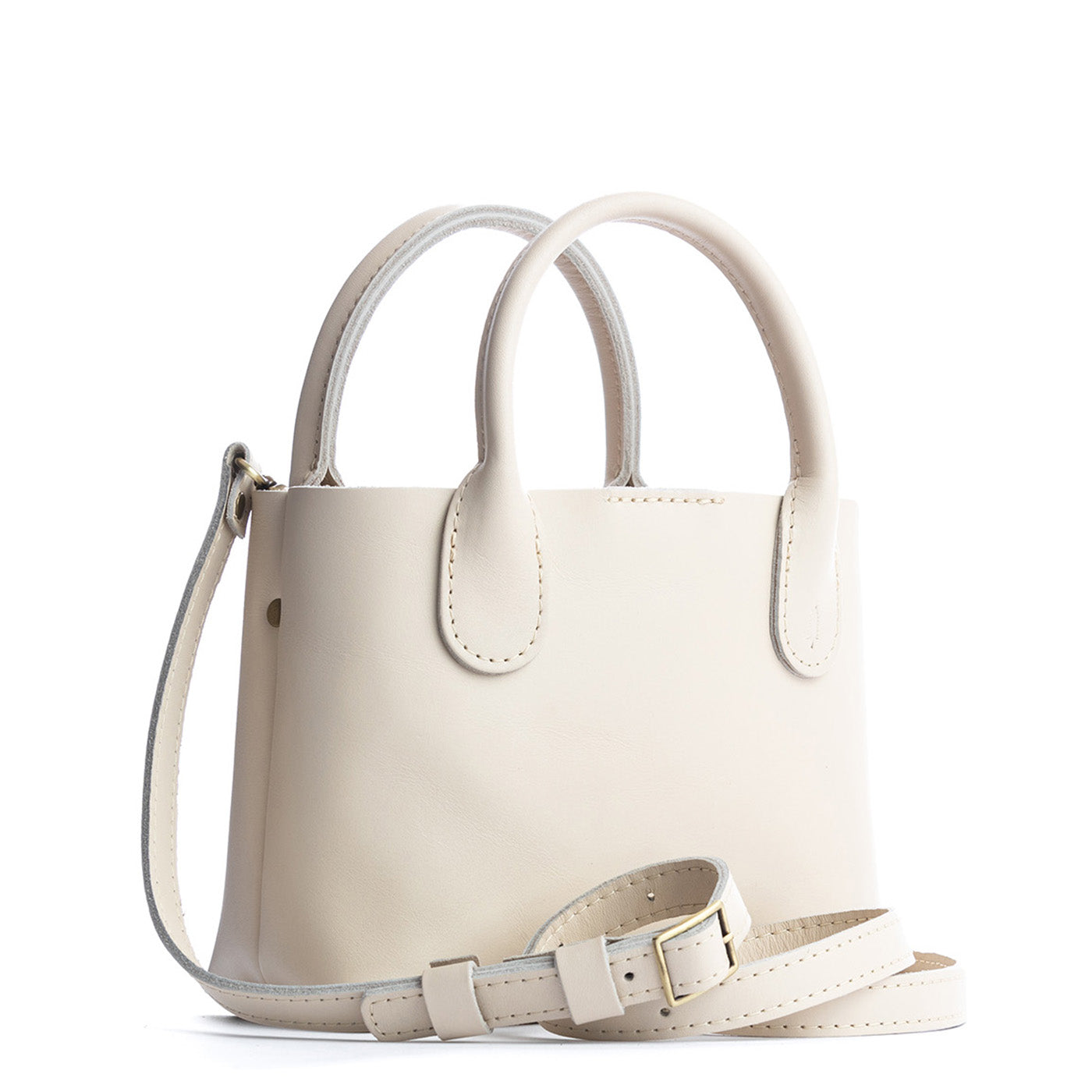 Bone*Small | Petite tote purse with structured leather handles and crossbody strap