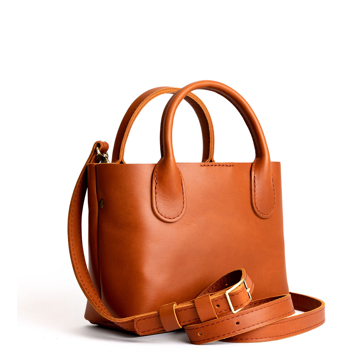 Tuscany*Small | Petite tote purse with structured leather handles and crossbody strap