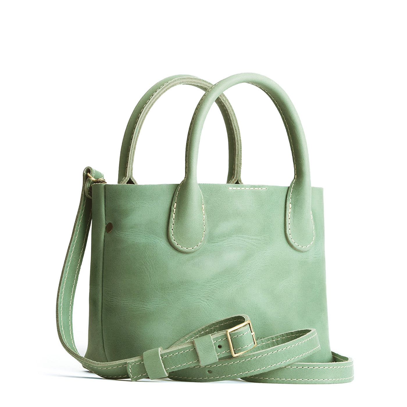 Cucumber*Small | Petite tote purse with structured leather handles and crossbody strap