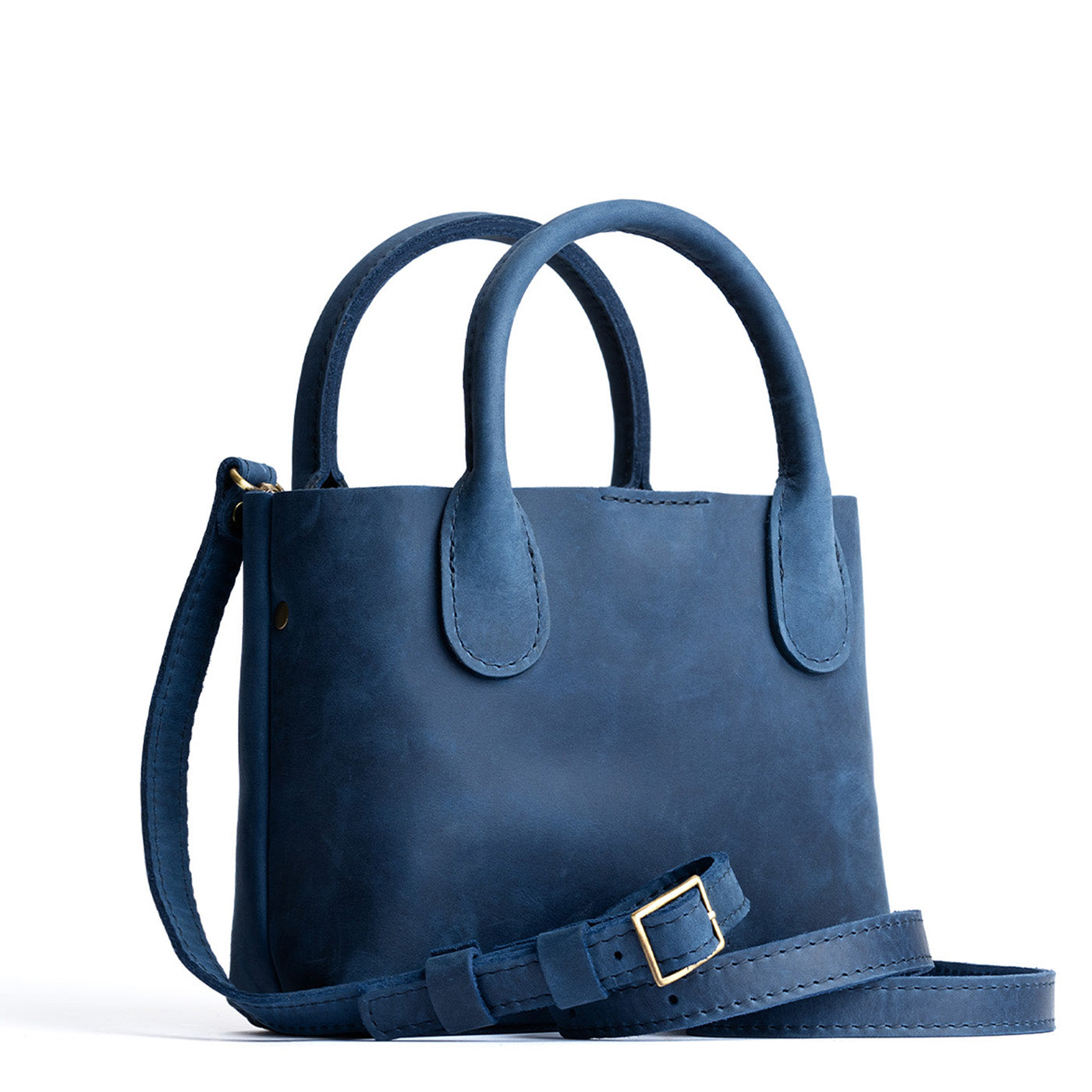 Deep Water*Small | Petite tote purse with structured leather handles and crossbody strap