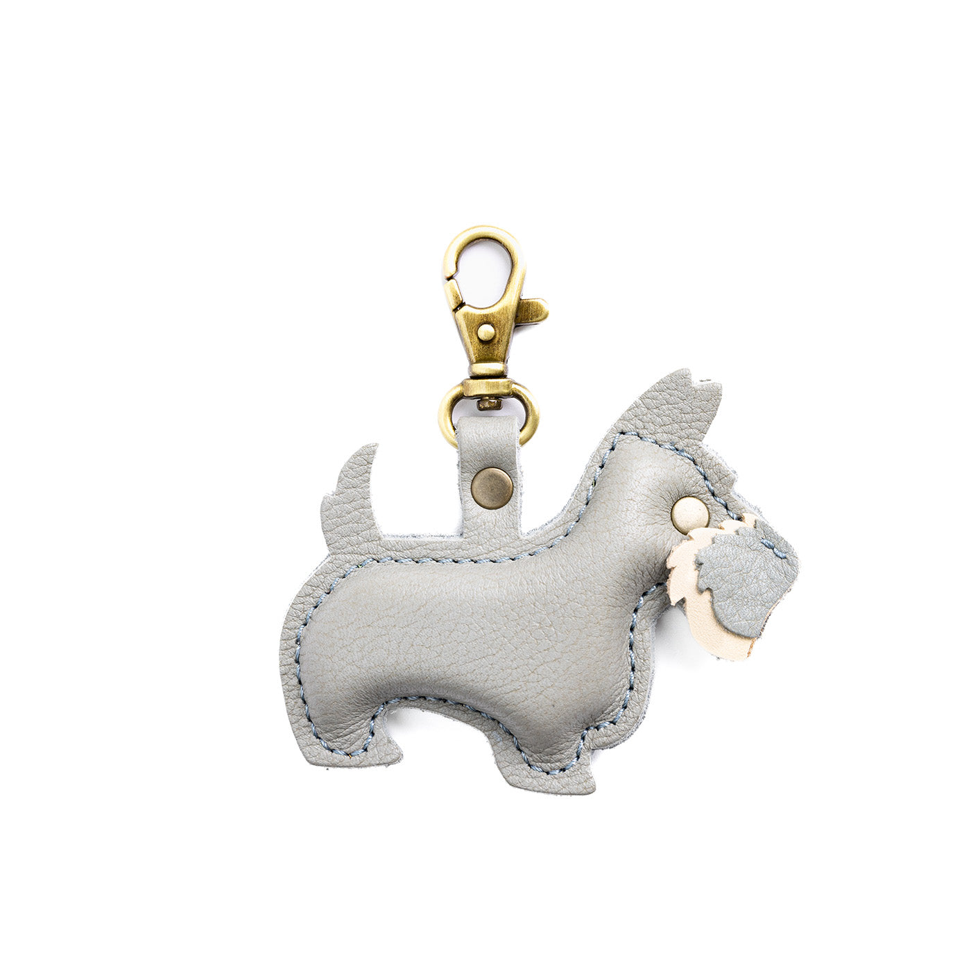 Nimbus | Handmade leather terrier-shaped keychain with swivel lobster clasp