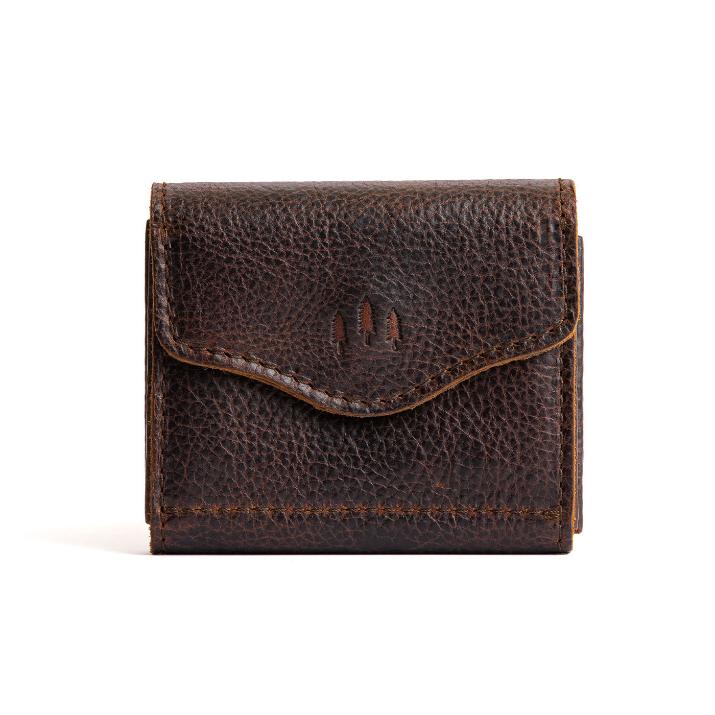 Coldbrew | Compact leather wallet with snap closure and three trees debossed