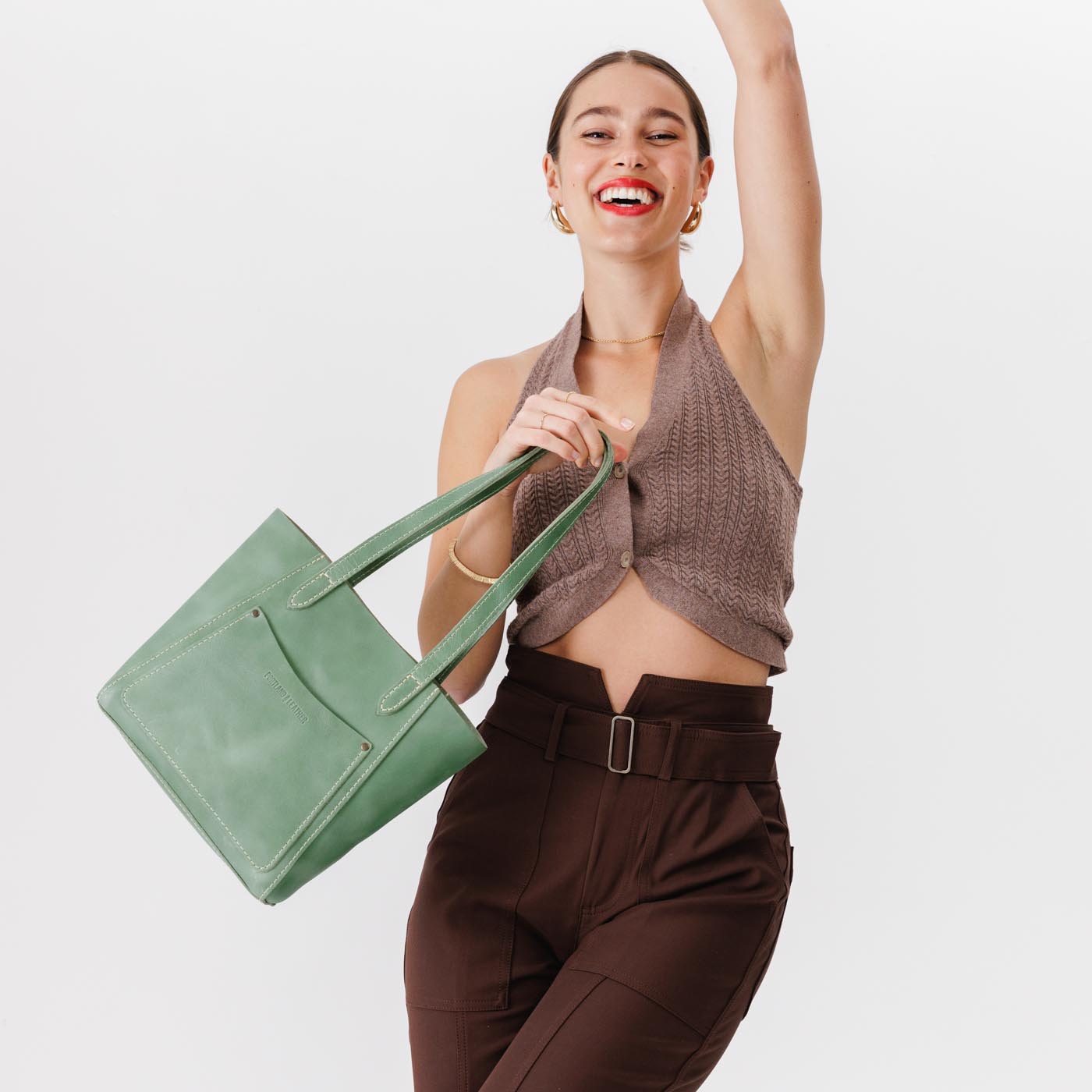 Cucumber*Small | Slim tote bag with dual shoulder straps and interior and exterior pockets