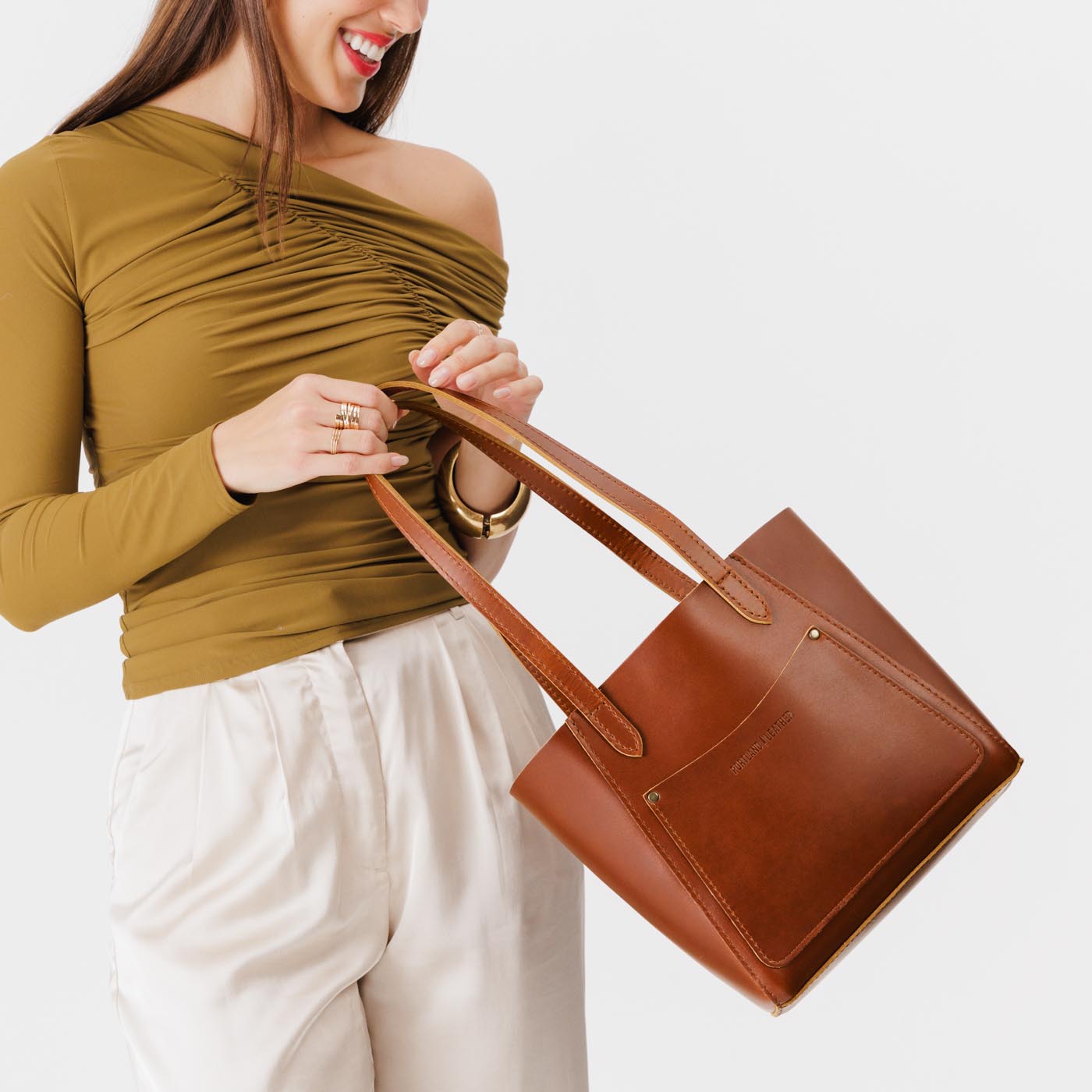 Madrone*Small | Slim tote bag with dual shoulder straps and interior and exterior pockets