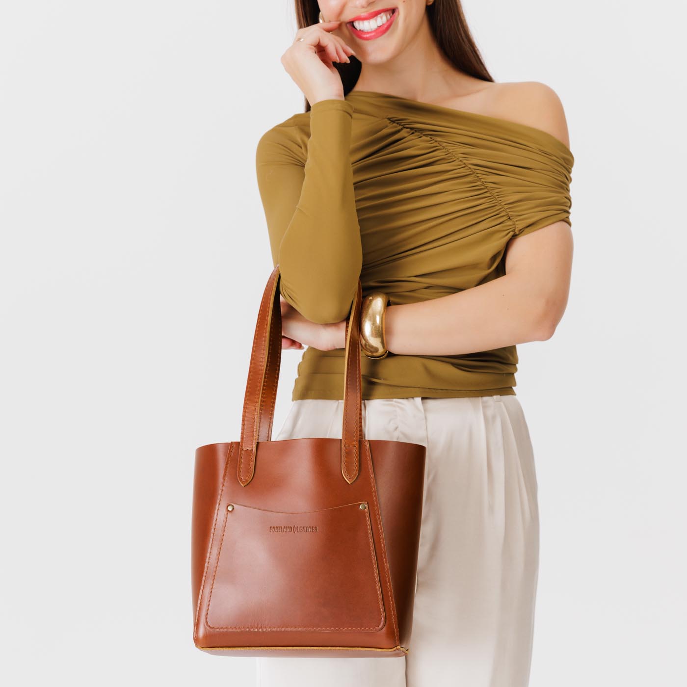 Madrone*Small | Slim tote bag with dual shoulder straps and interior and exterior pockets