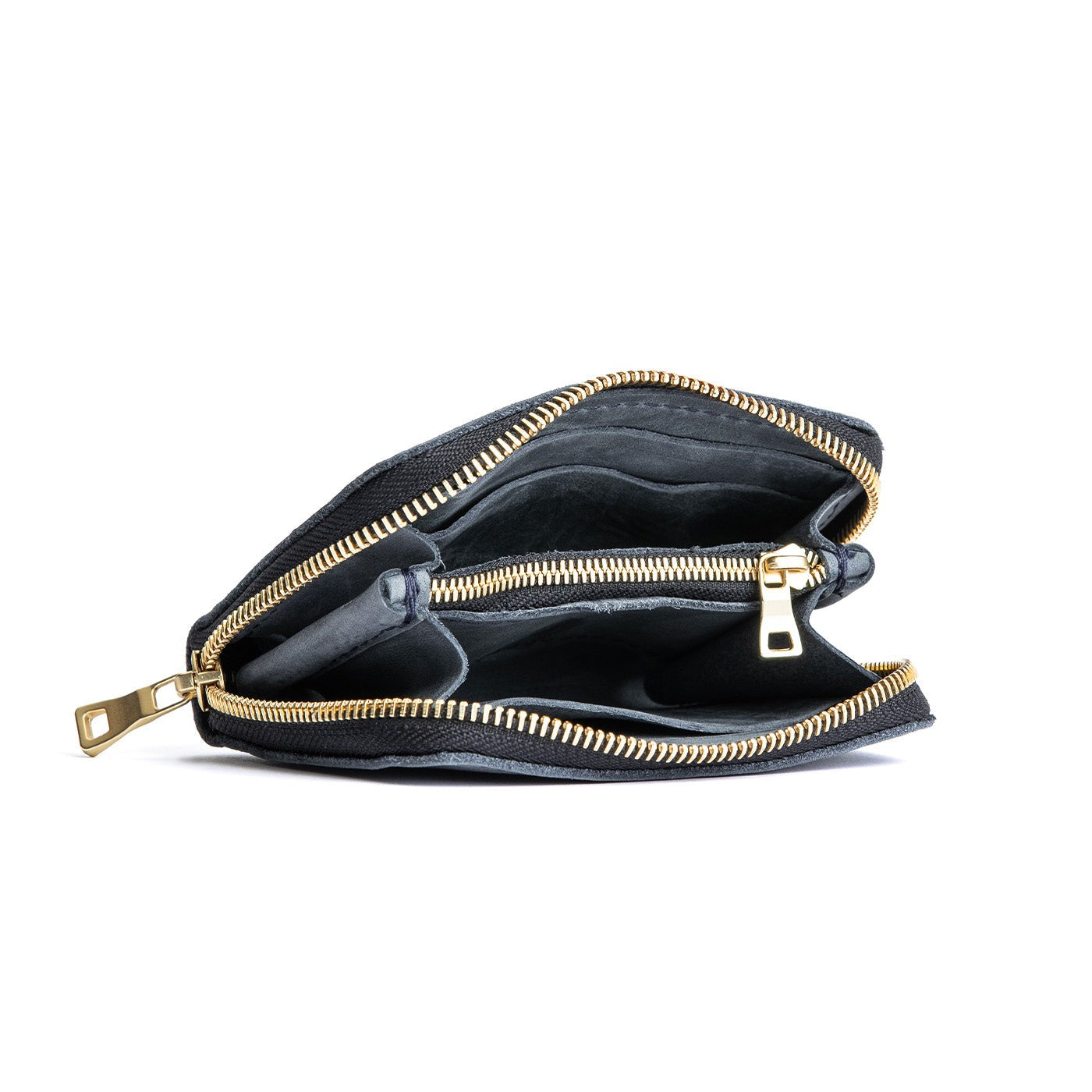 Storm | Small leather wallet with zipper open