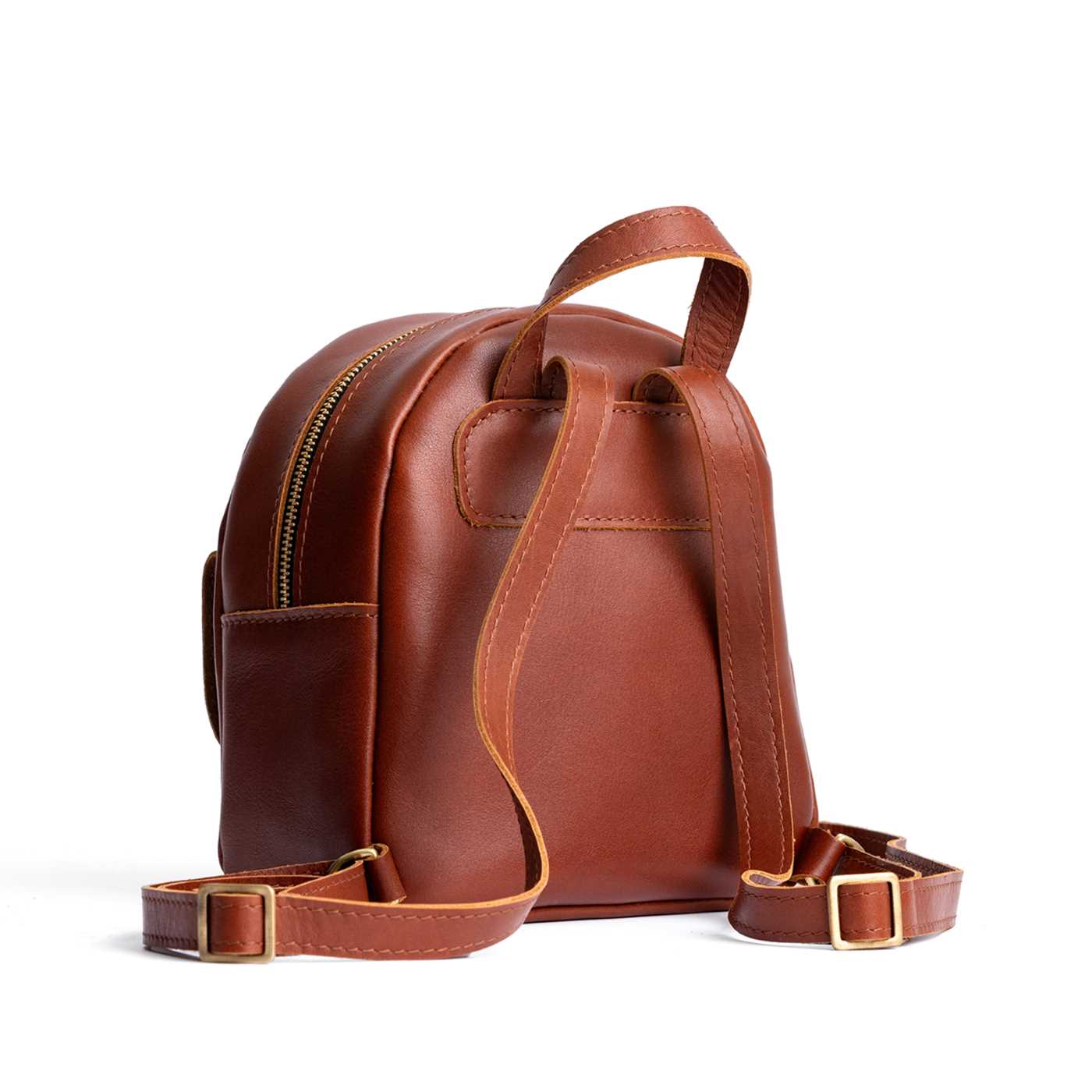 Chestnut | Small zip backpack with snap front pocket