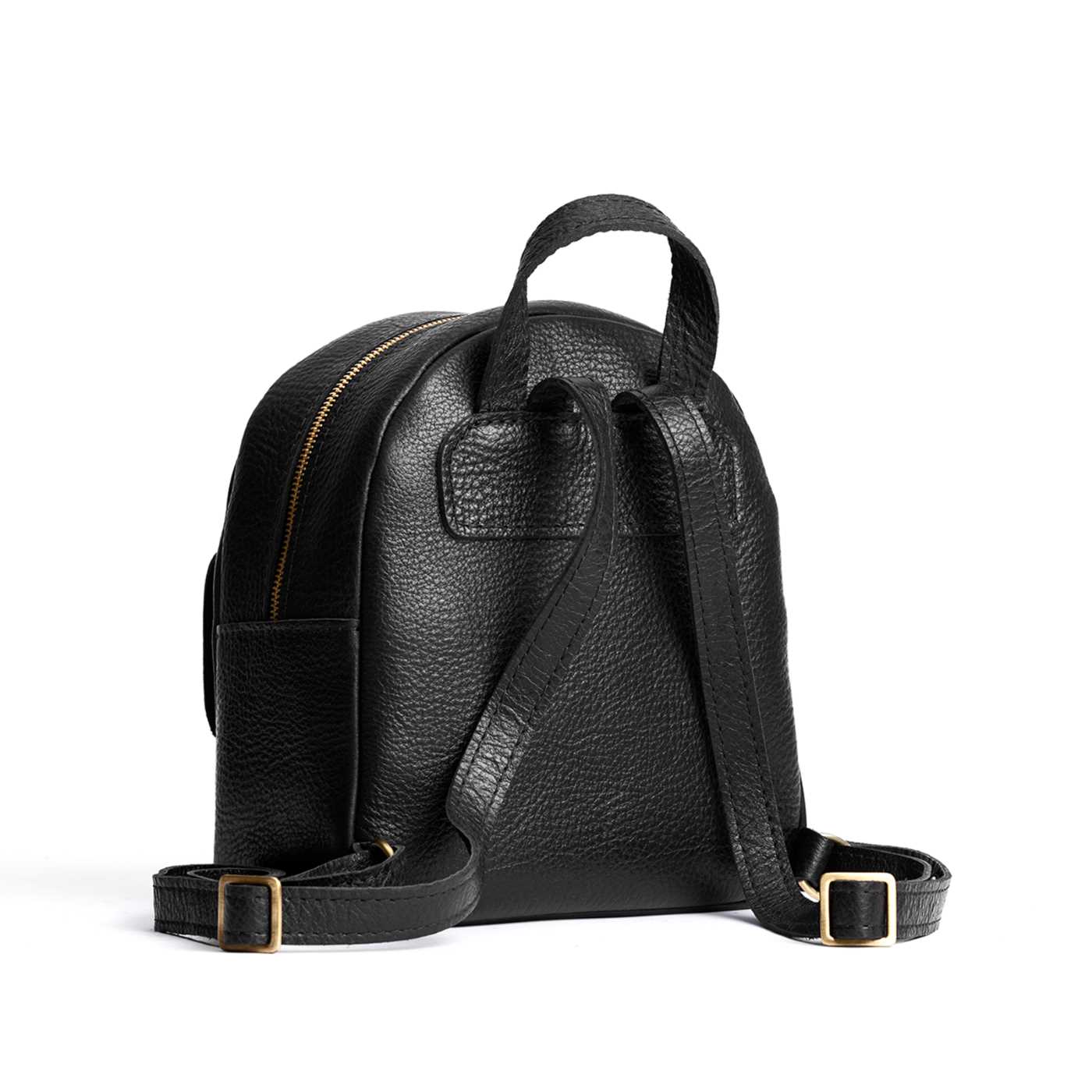 Pebbled--black | Small zip backpack with snap front pocket