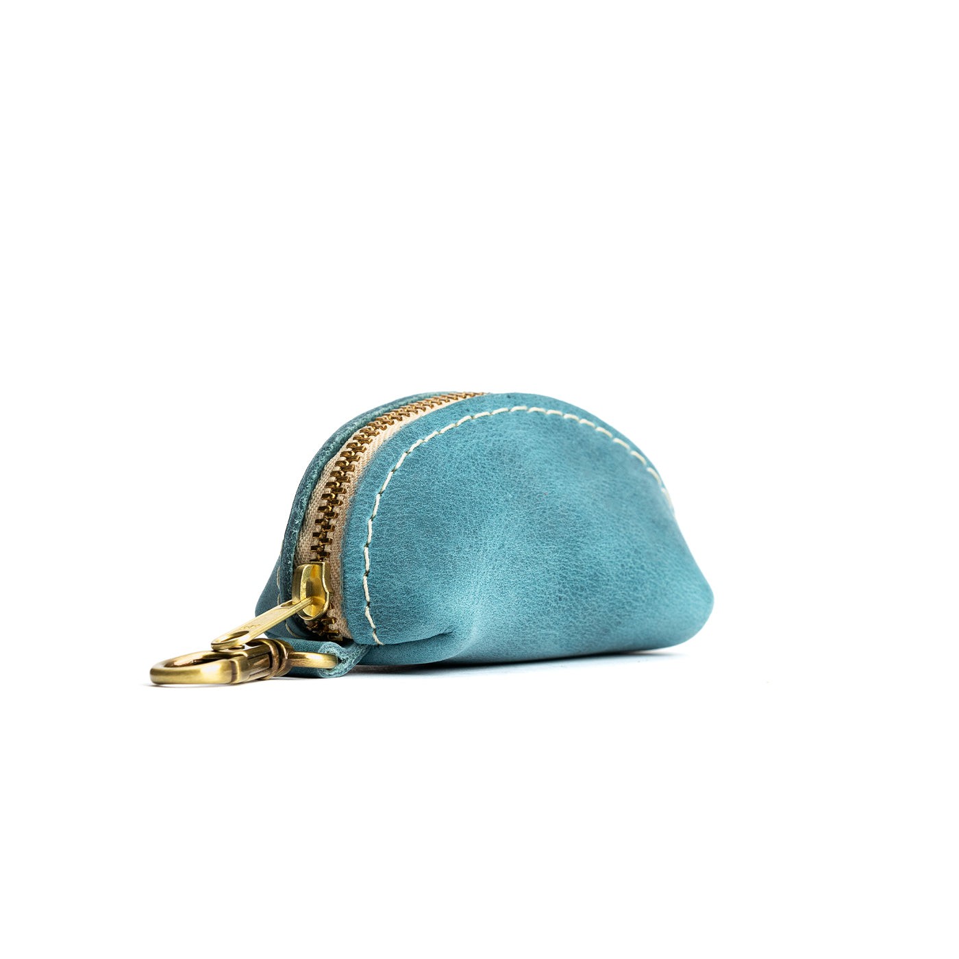 All Color: Aqua | Small taco shaped pouch, swivel lobster clasp