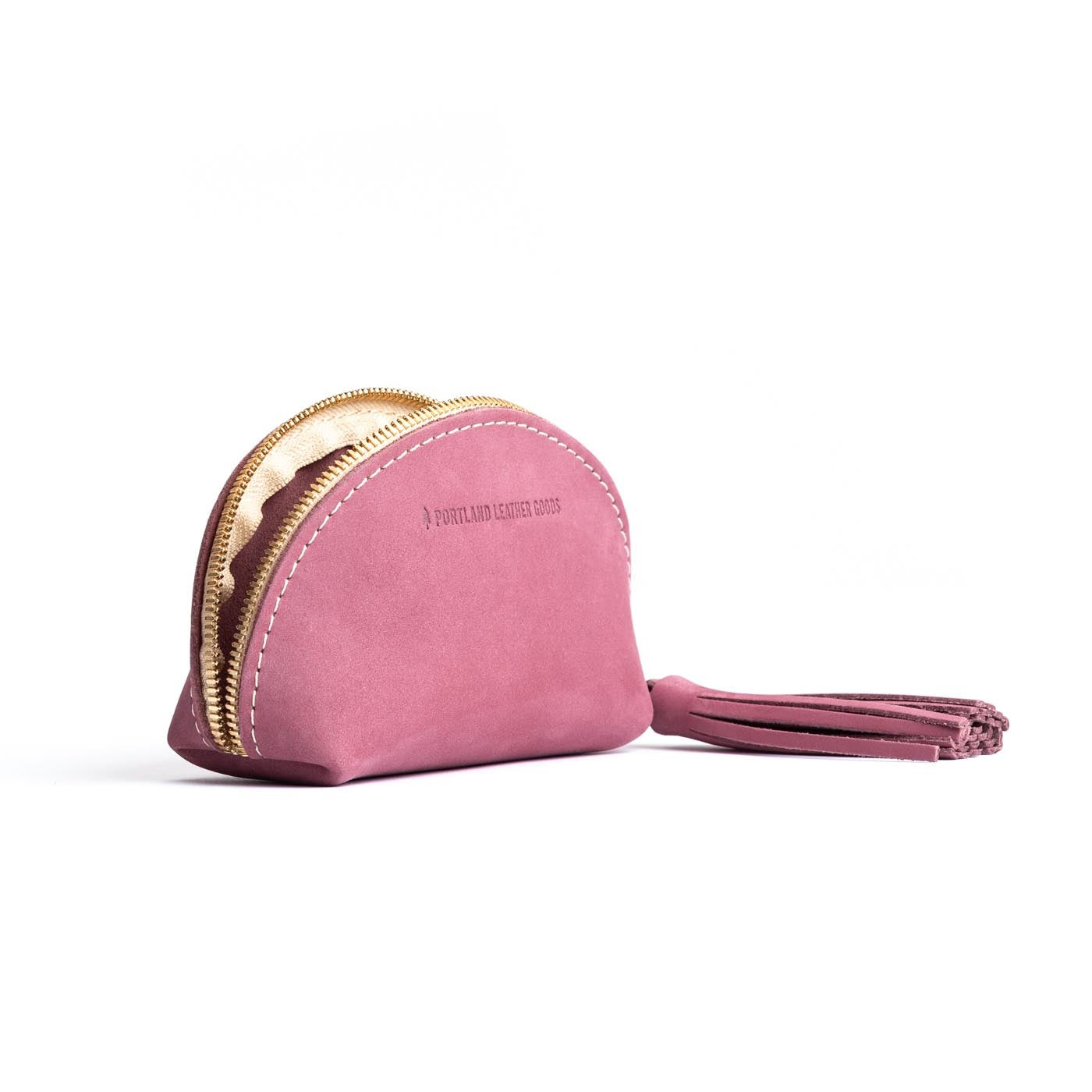 All Color: Foxglove | Small leather zippered pouch with tassel