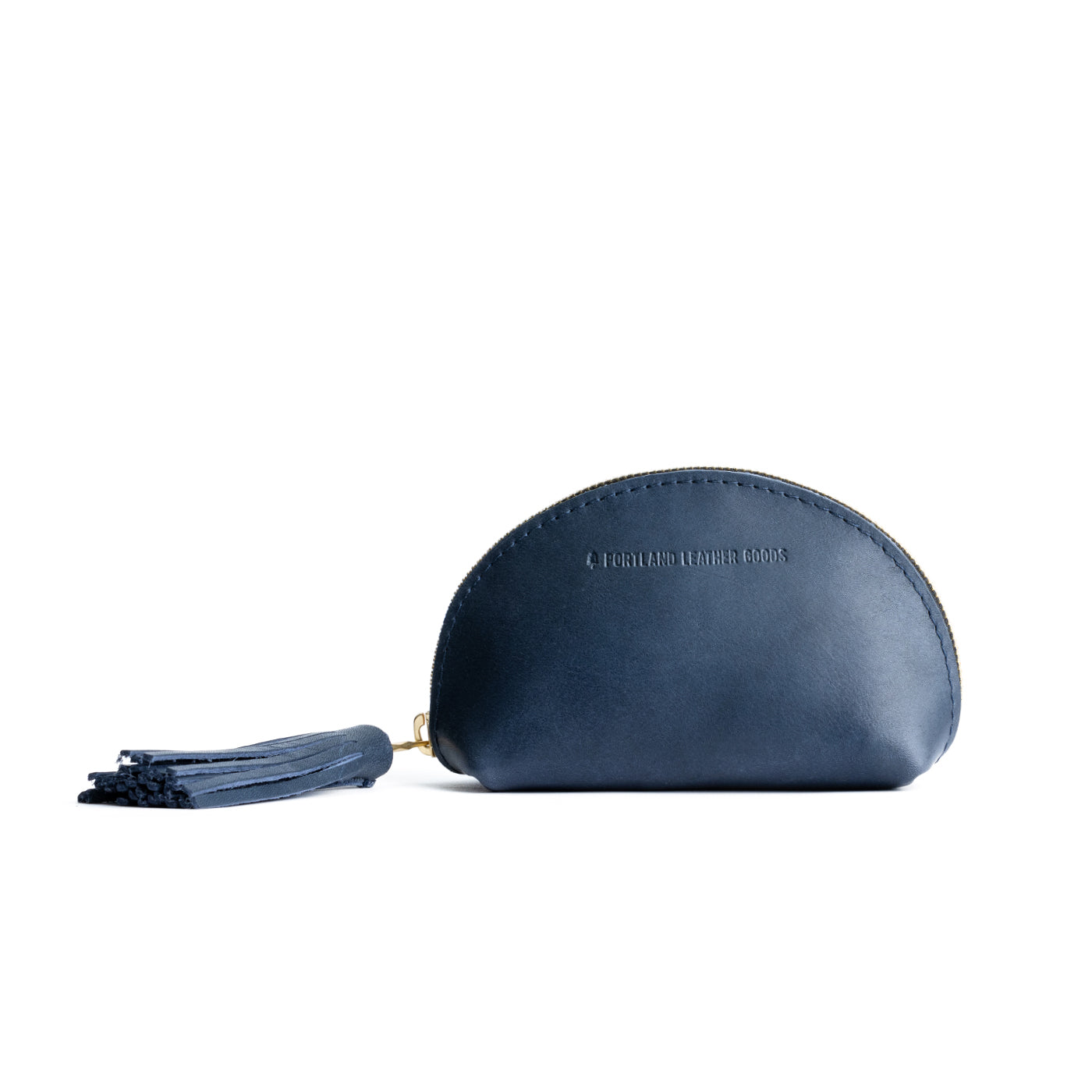 Midnight | Small leather zippered pouch with tassel