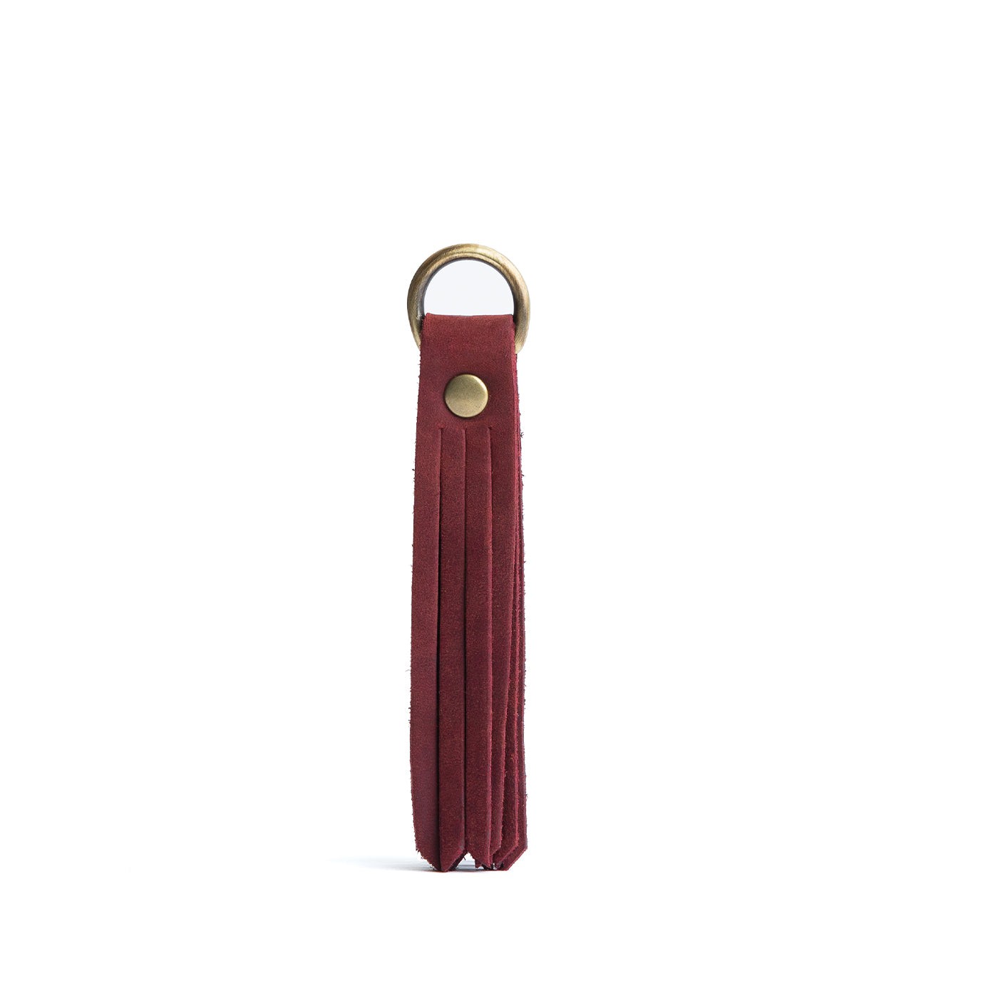 Merlot Large | slim leather tassel with brass ring