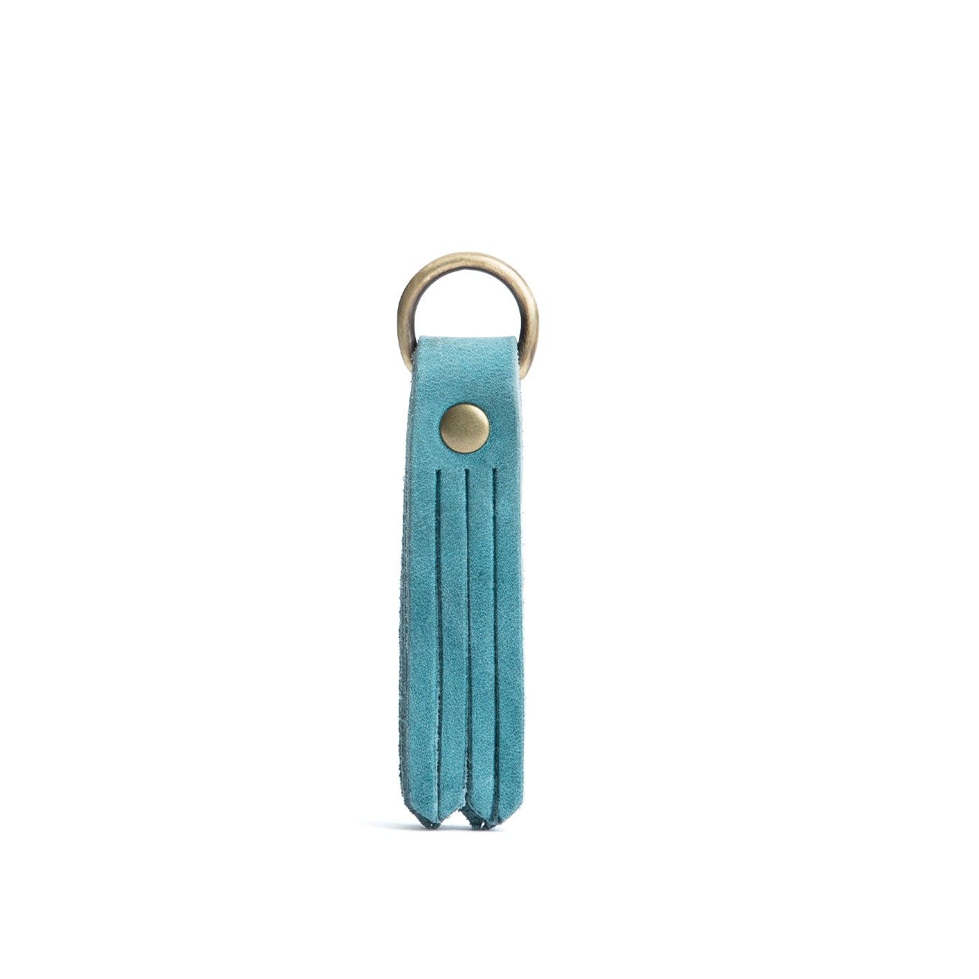 Aqua*Small | slim leather tassel with brass ring