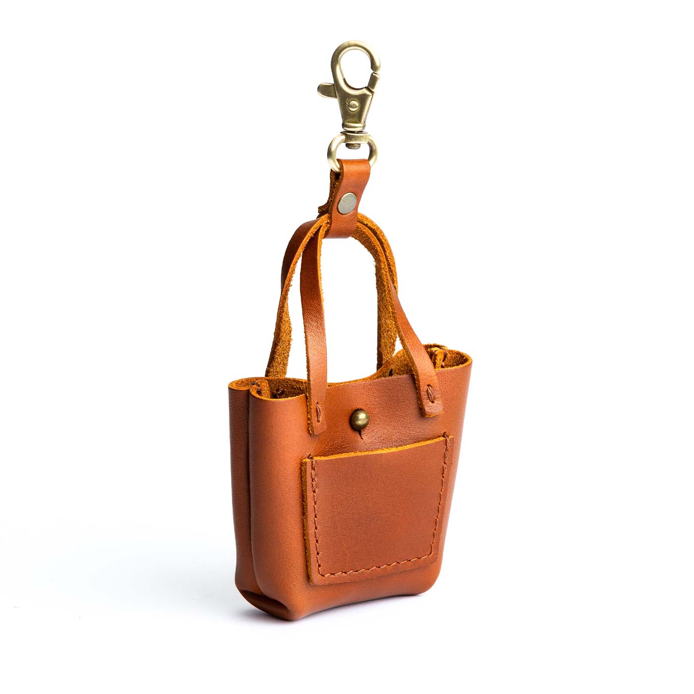 All Color: Honey | tiny tote purse keychain with lobster clasp and front pocket