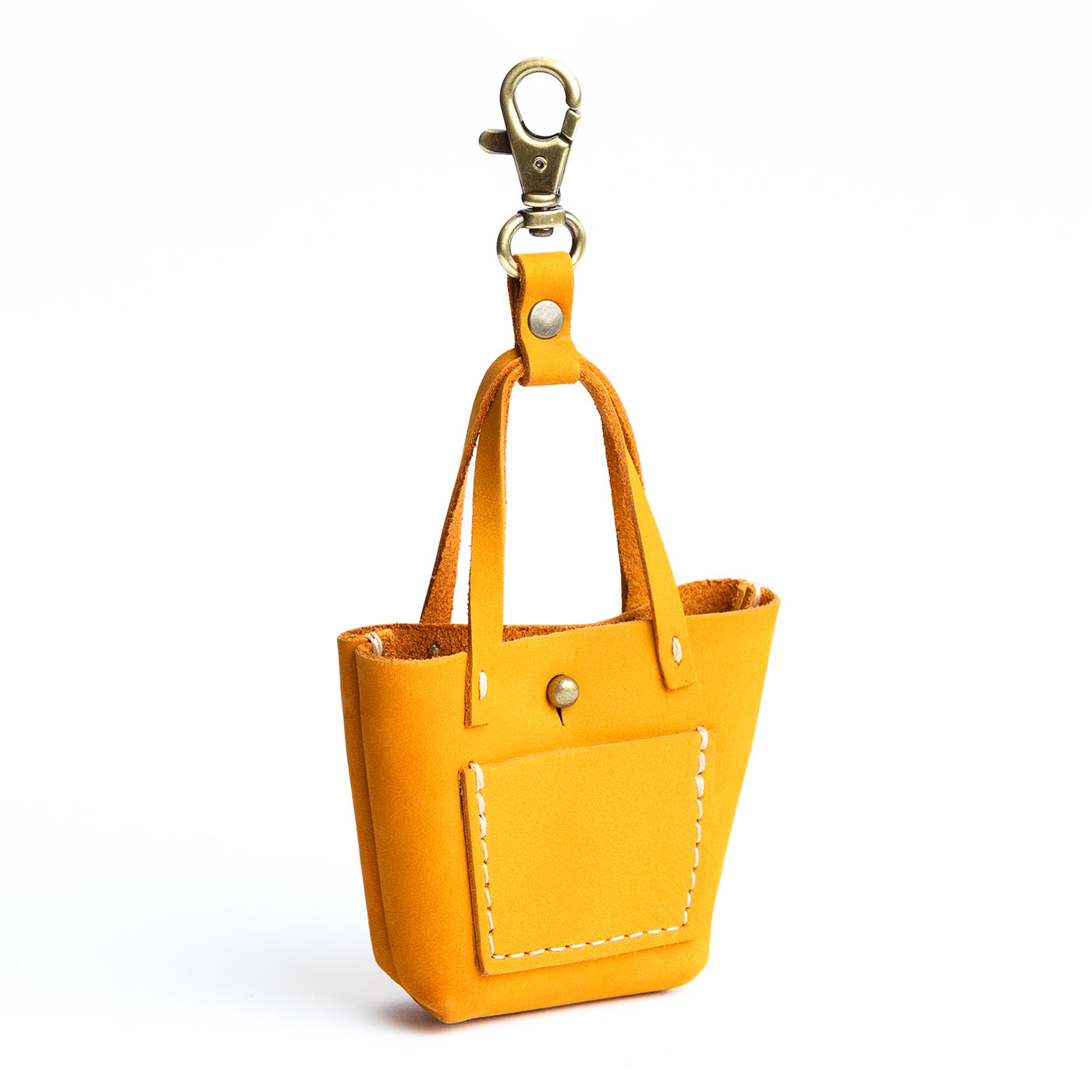 All Color: Turmeric | tiny tote purse keychain with lobster clasp and front pocket