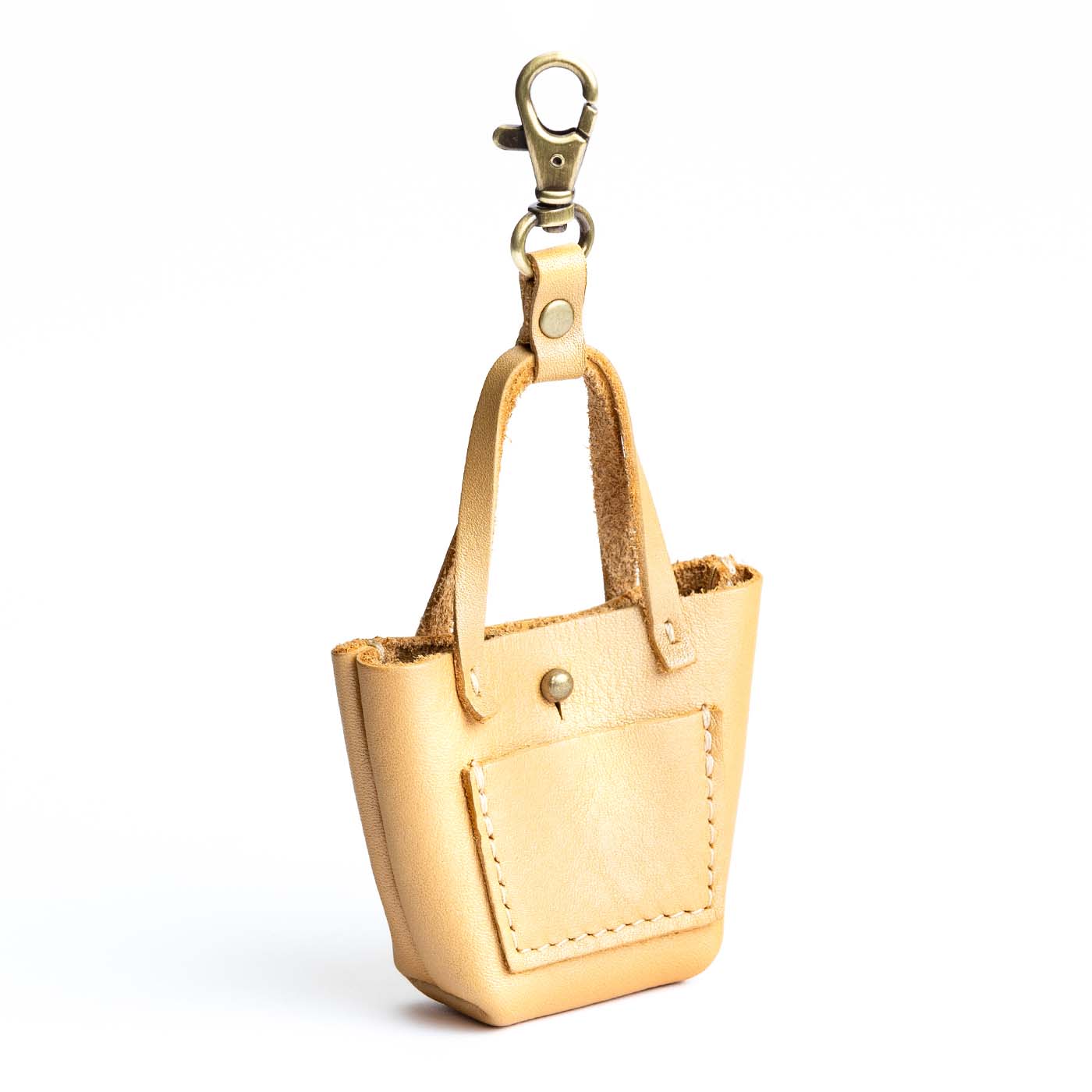 All Color: Champagne | tiny tote purse keychain with lobster clasp and front pocket