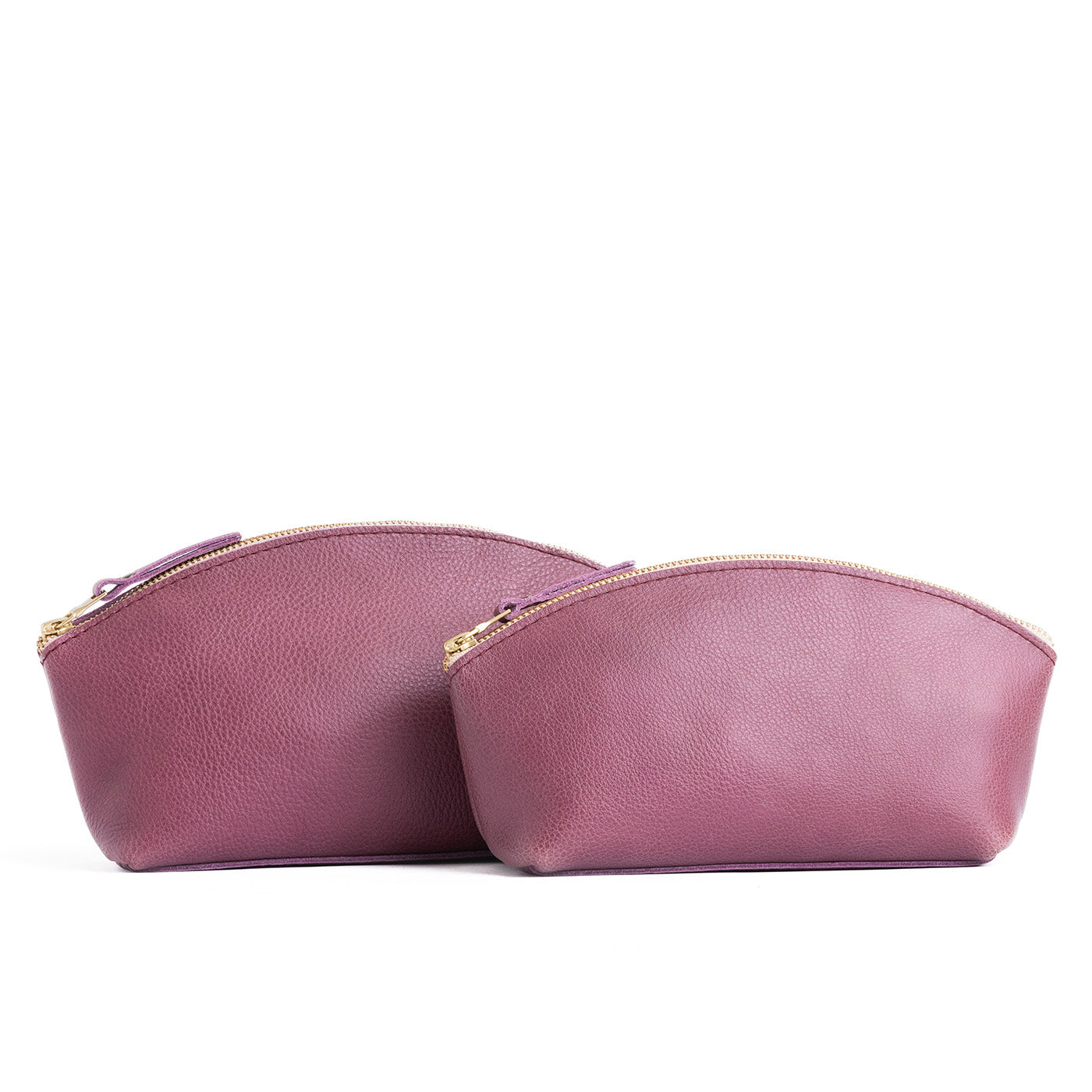 Kyoto | Spacious leather makeup bag with curved seams and top zipper