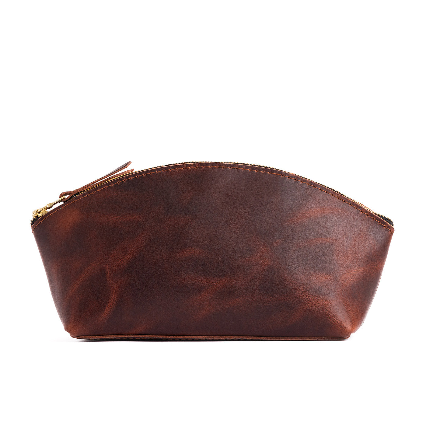 Lava*Total Eclipse | Spacious leather makeup bag with curved seams and top zipper