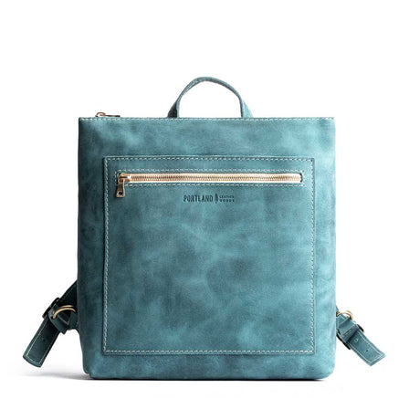 All Color: Aqua | Square slim leather tote backpack