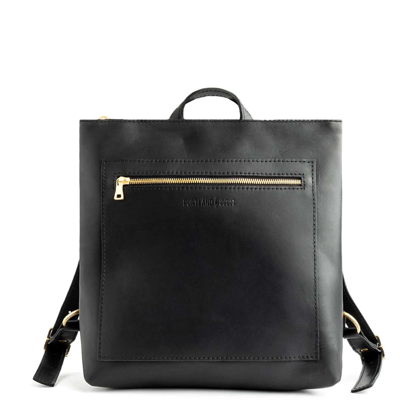 All Color: Black | Square slim leather tote backpack