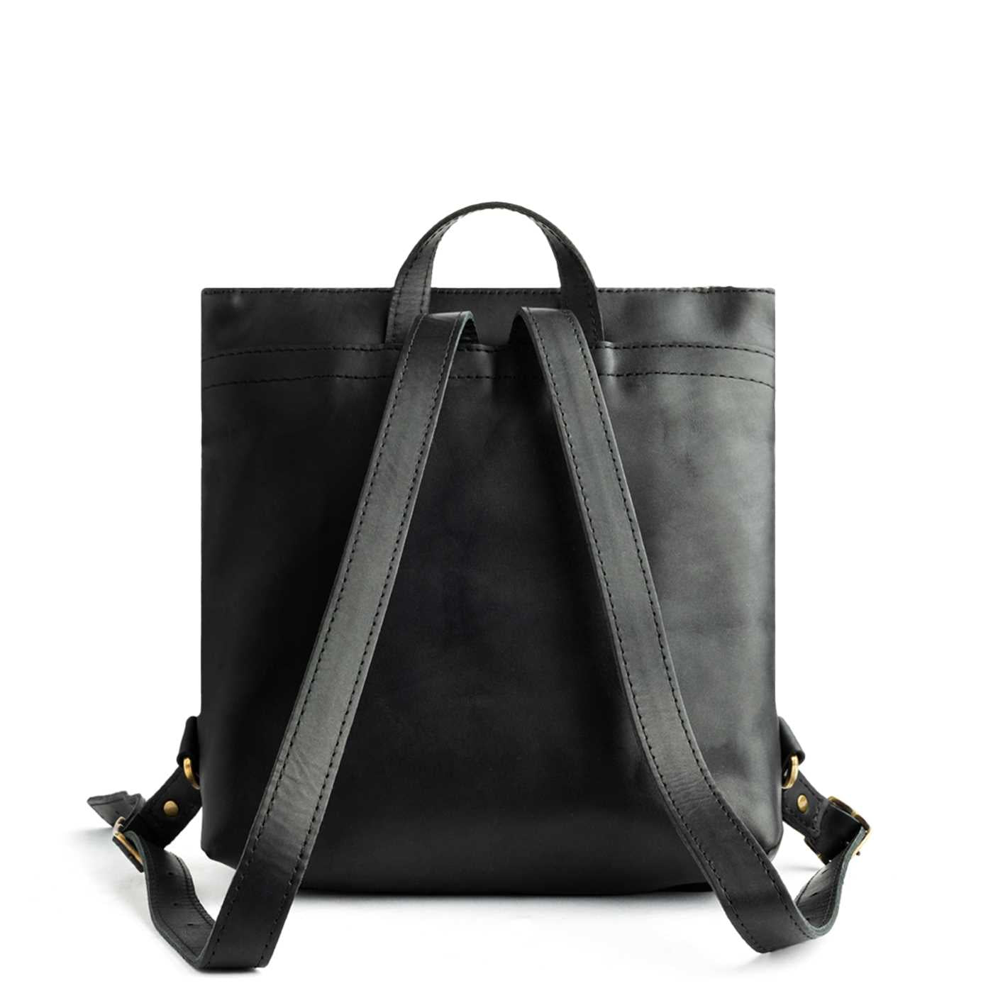 All Color: Black | Square slim leather tote backpack