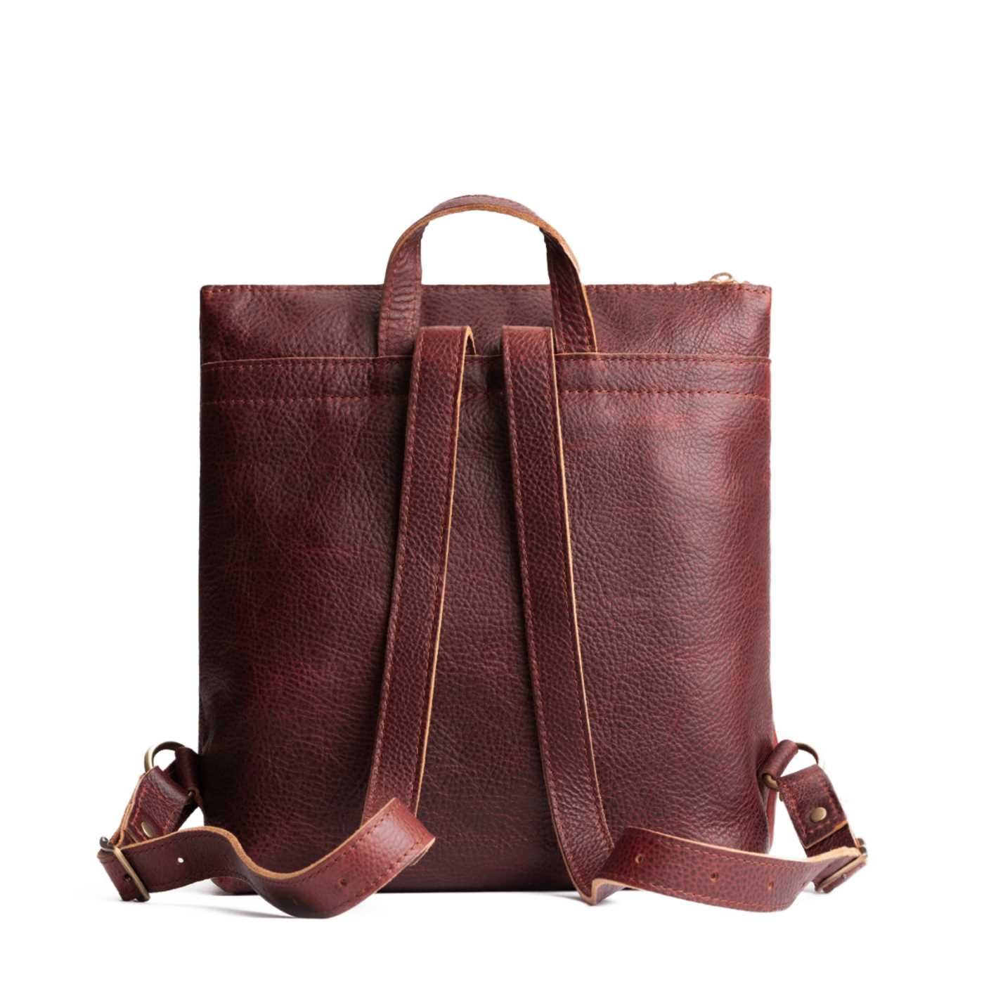 Cinnamon Bear | Square slim leather tote backpack