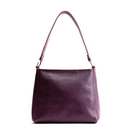 Plum | Triangular shoulder bag with antiqued brass finished hardware